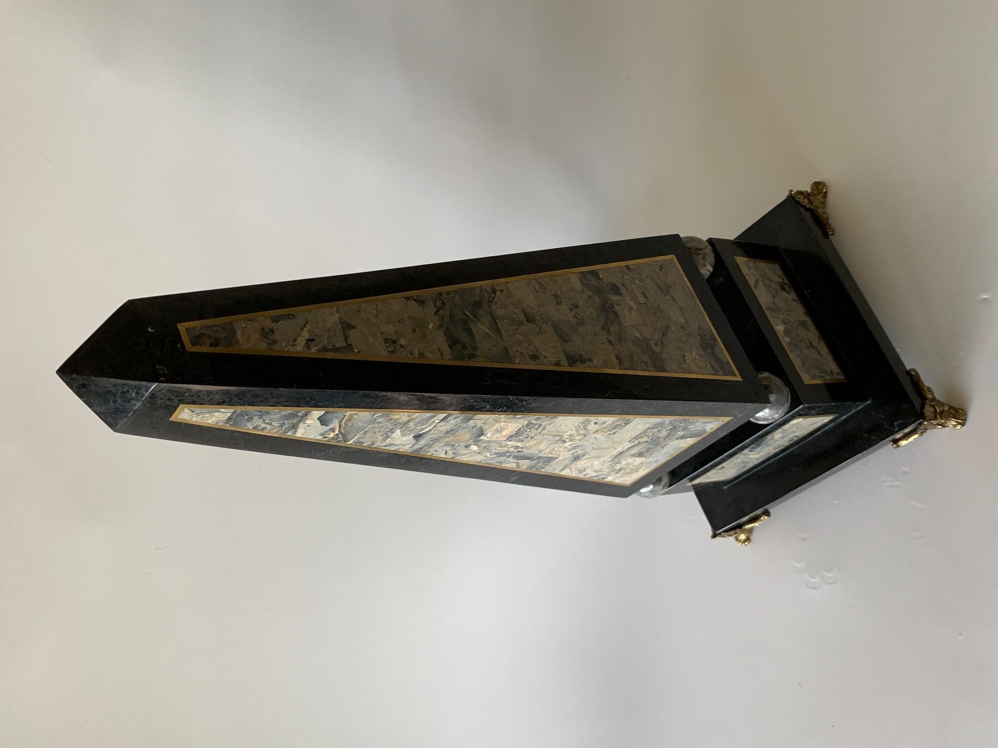 Maitland Smith Tessellated Black Marble Obelisk For Sale 2