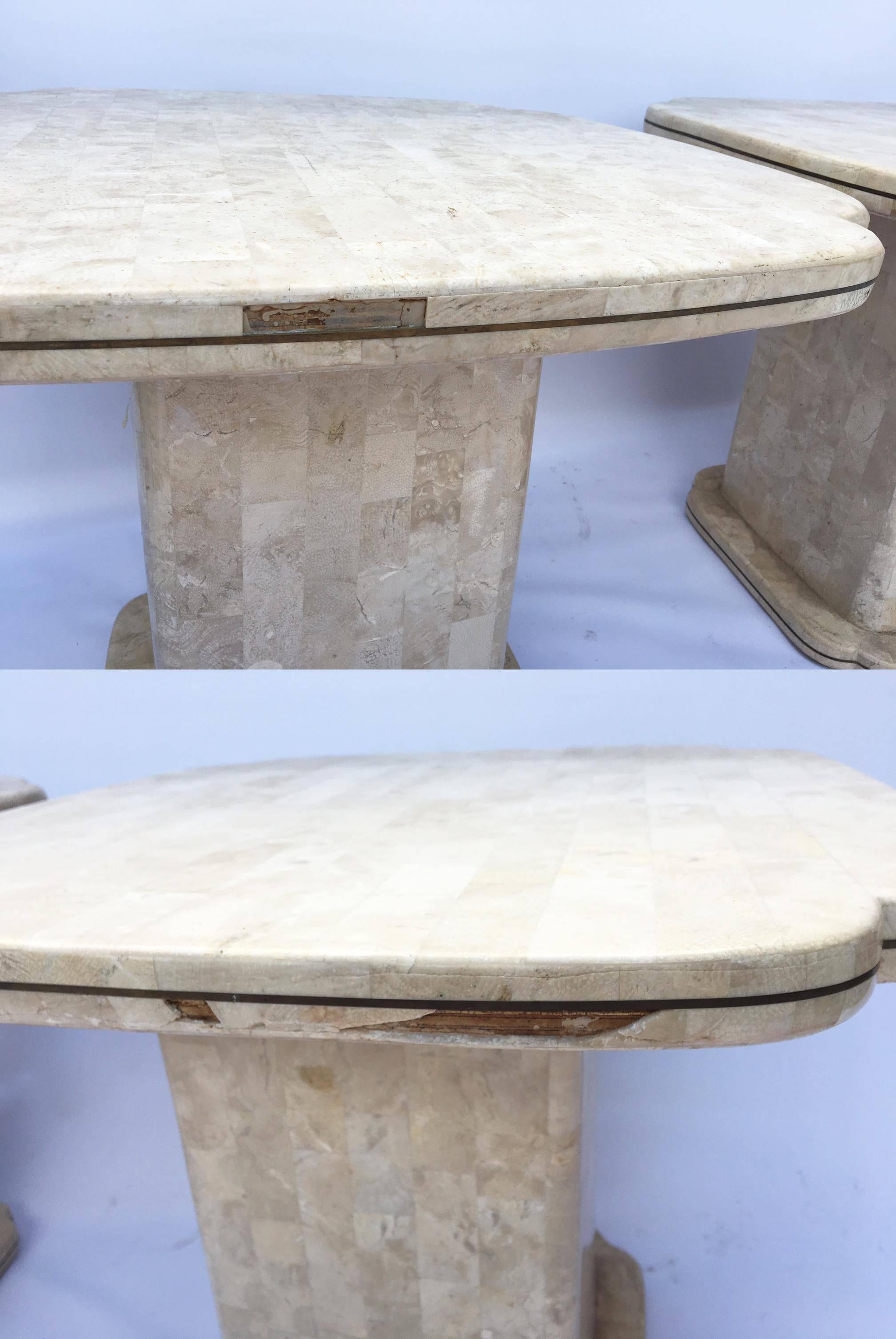 Late 20th Century Maitland-Smith Tessellated Bone Fossil End Tables