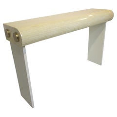 Maitland Smith Tessellated / Brass Console Table