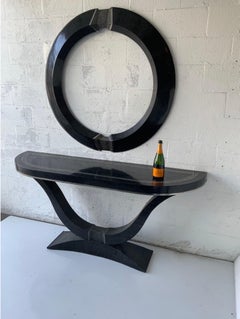 Maitland Smith Tessellated Console and Round Mirror