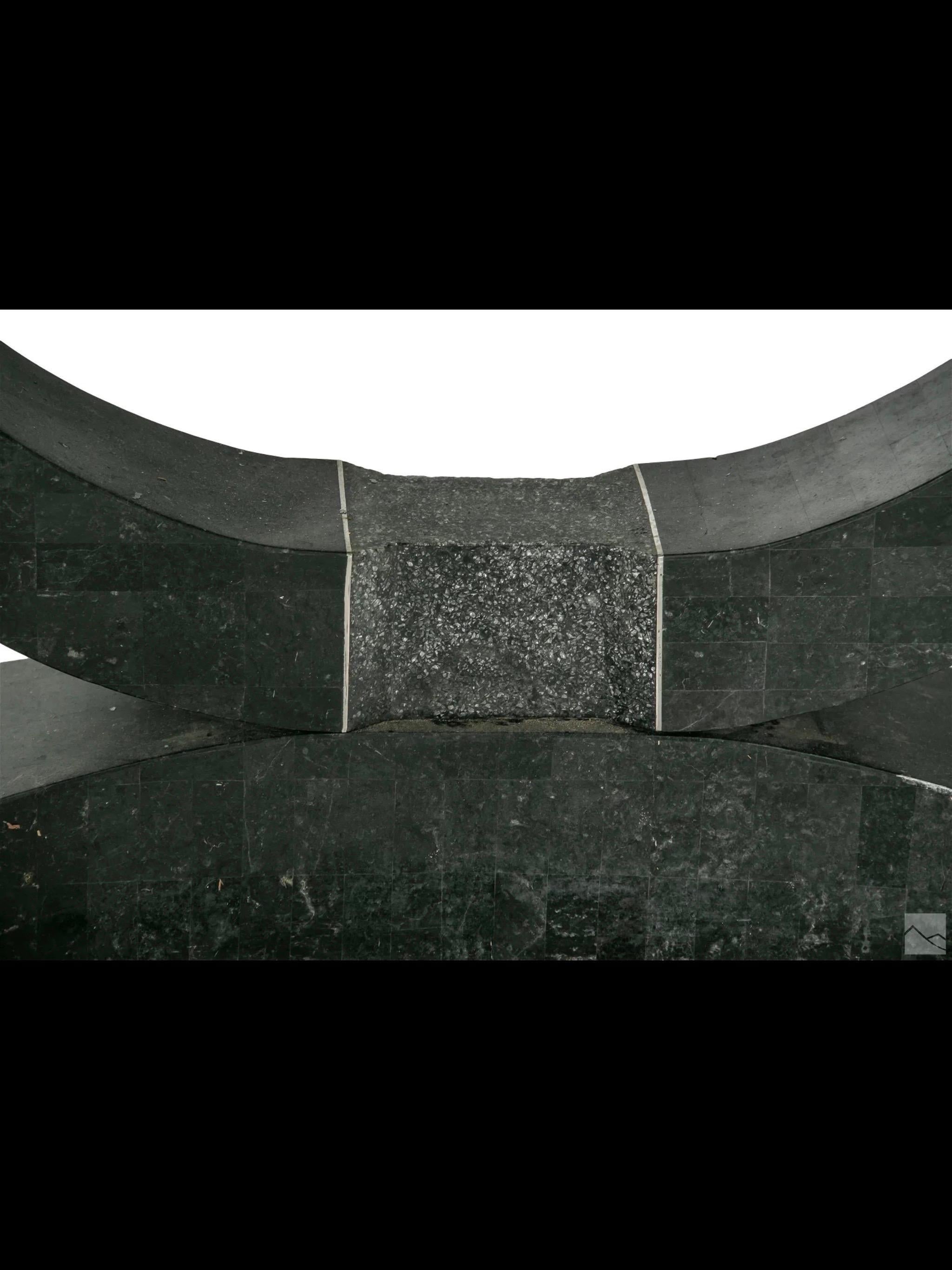 Maitland Smith Tessellated Console and Round Mirror In Good Condition In Miami, FL