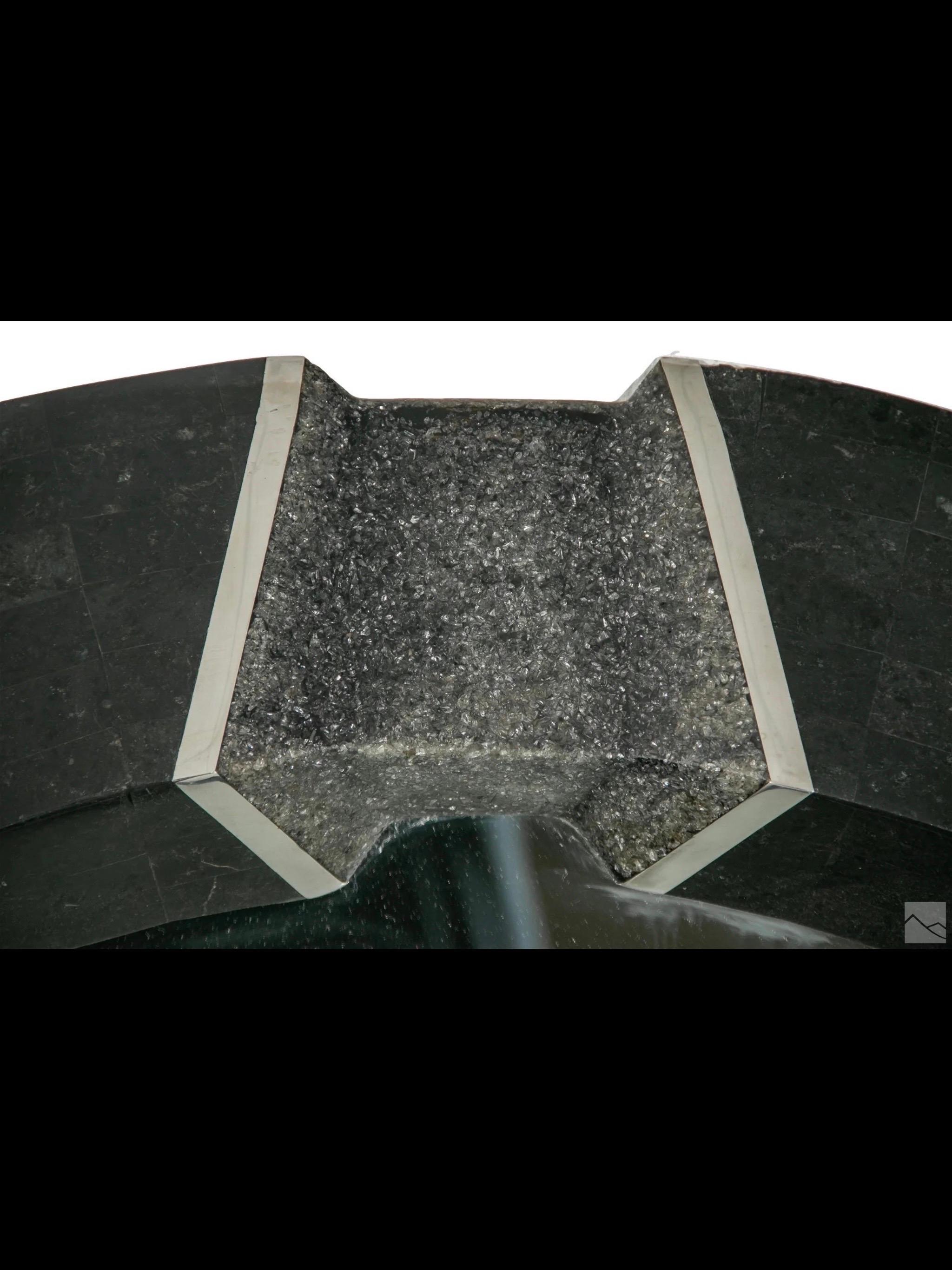 Maitland Smith Tessellated Console and Round Mirror 2