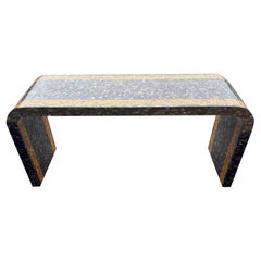 Maitland Smith Tessellated Faux Tortoise And Mother Of Pearl Console Table