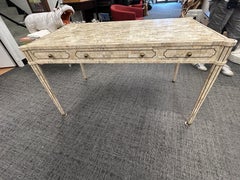 Maitland Smith, tessellated fossil stone and brass inlaid writing desk 1980s