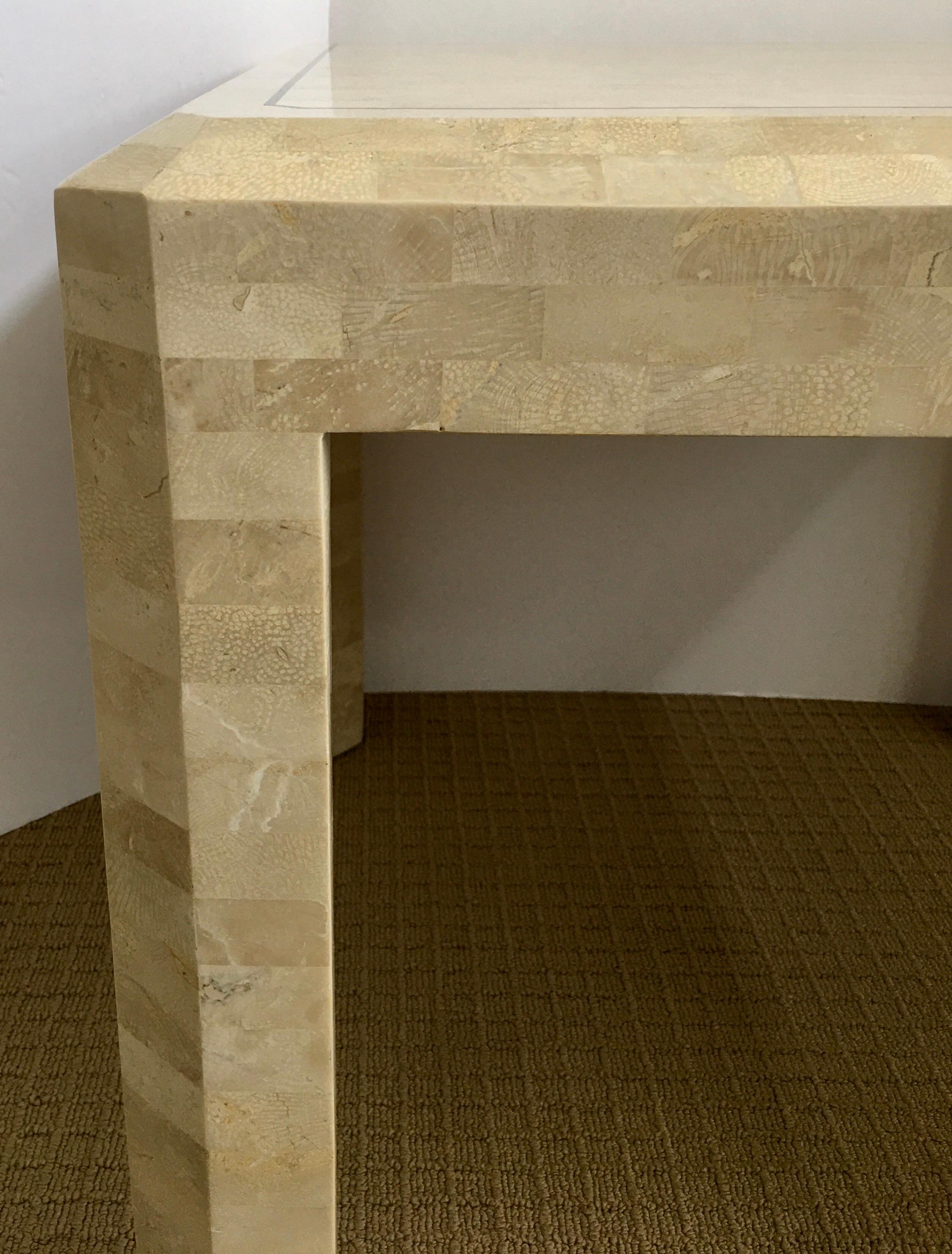 Maitland Smith Tessellated Fossil Stone Square Side End Table In Good Condition In Lambertville, NJ