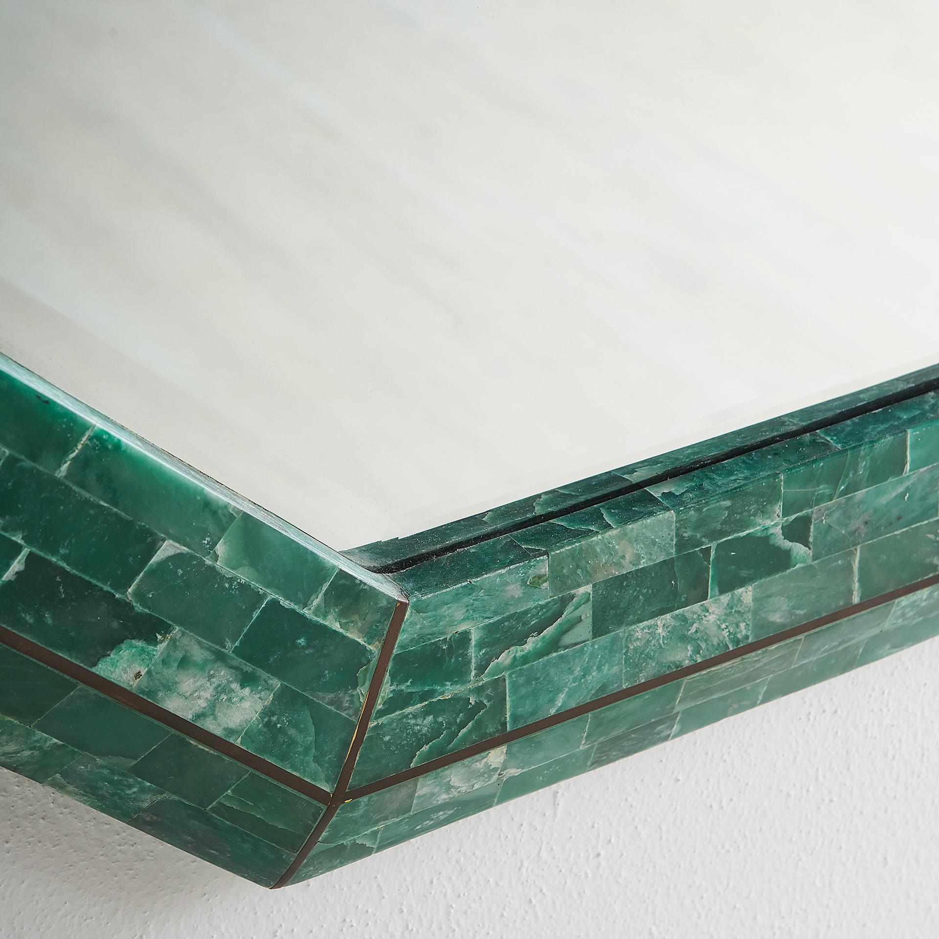 Modern Maitland Smith Tessellated Green Marble Mirror