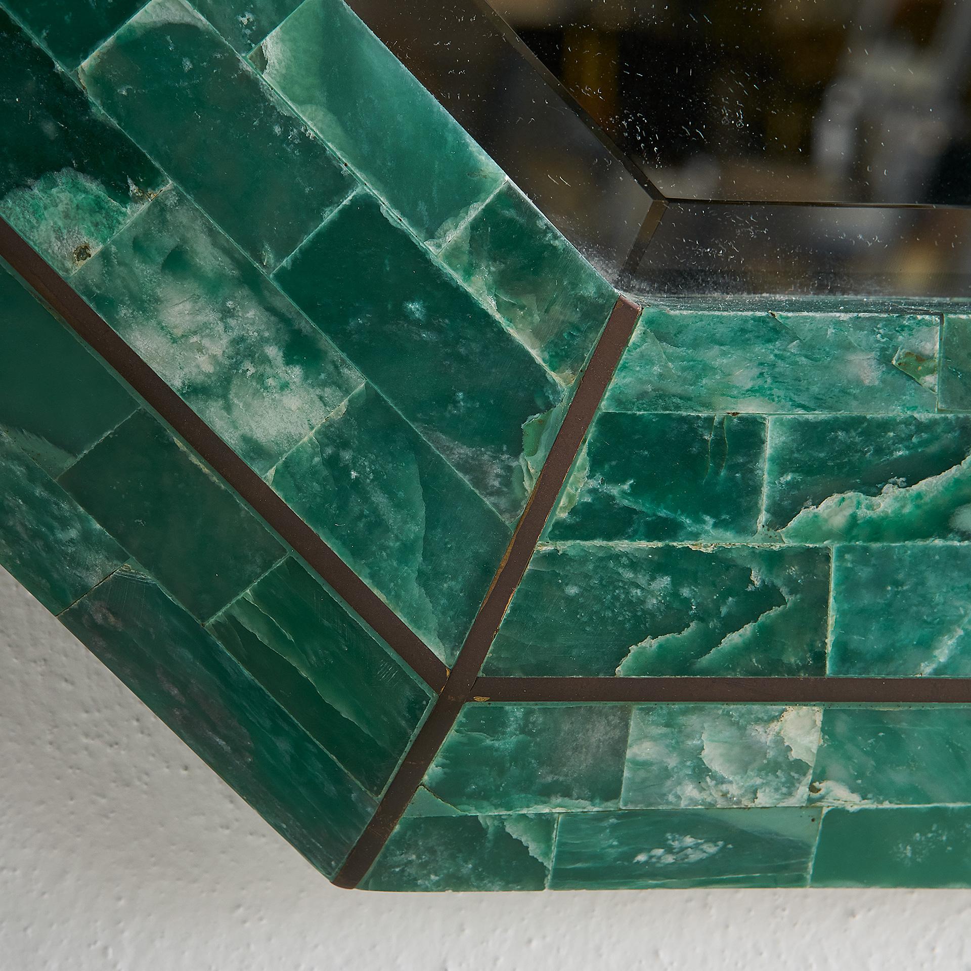20th Century Maitland Smith Tessellated Green Marble Mirror