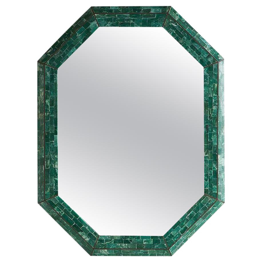 Maitland Smith Tessellated Green Marble Mirror