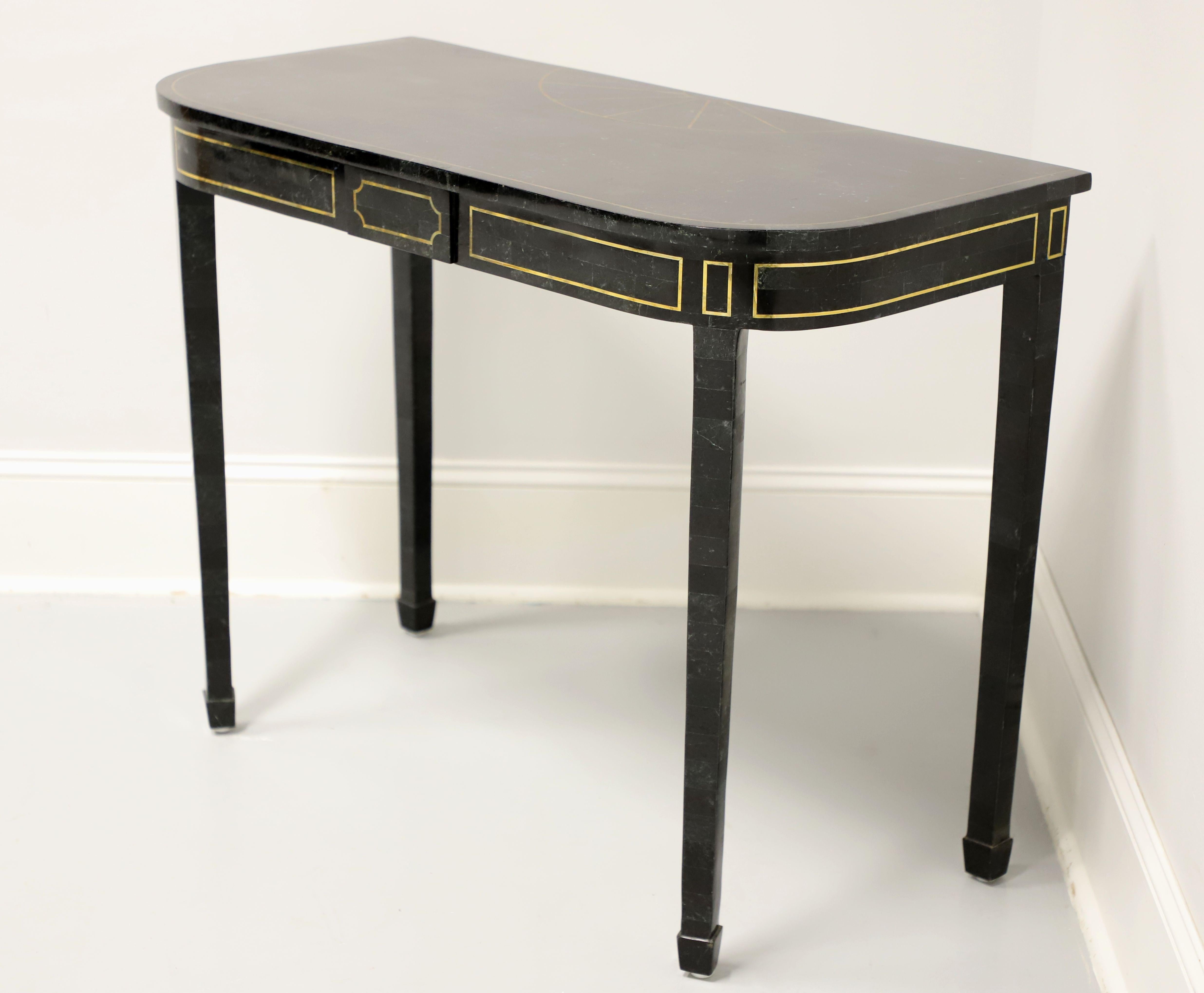 Neoclassical MAITLAND SMITH Tessellated Green Marble with Brass Inlay Console Table For Sale