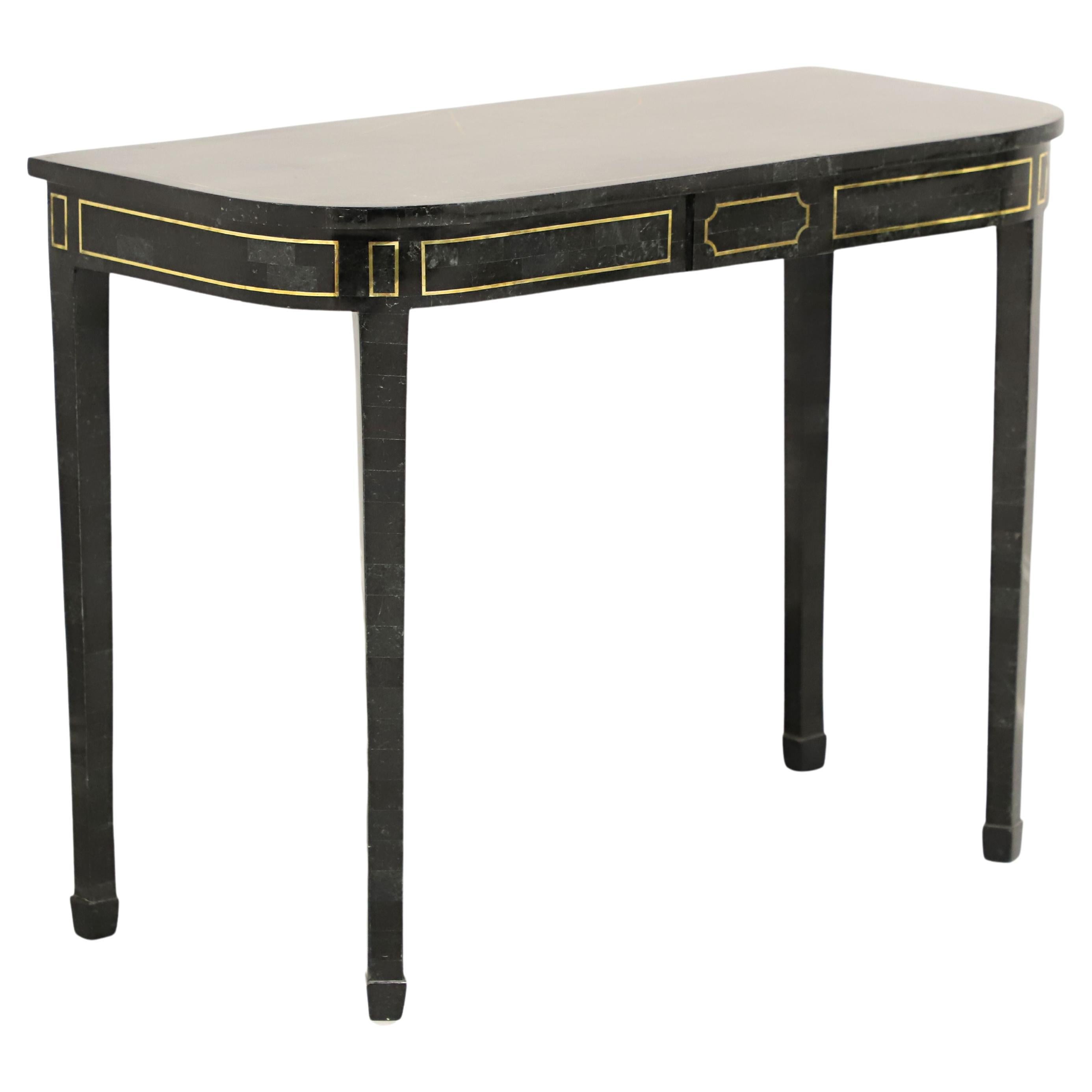 MAITLAND SMITH Tessellated Green Marble with Brass Inlay Console Table For Sale