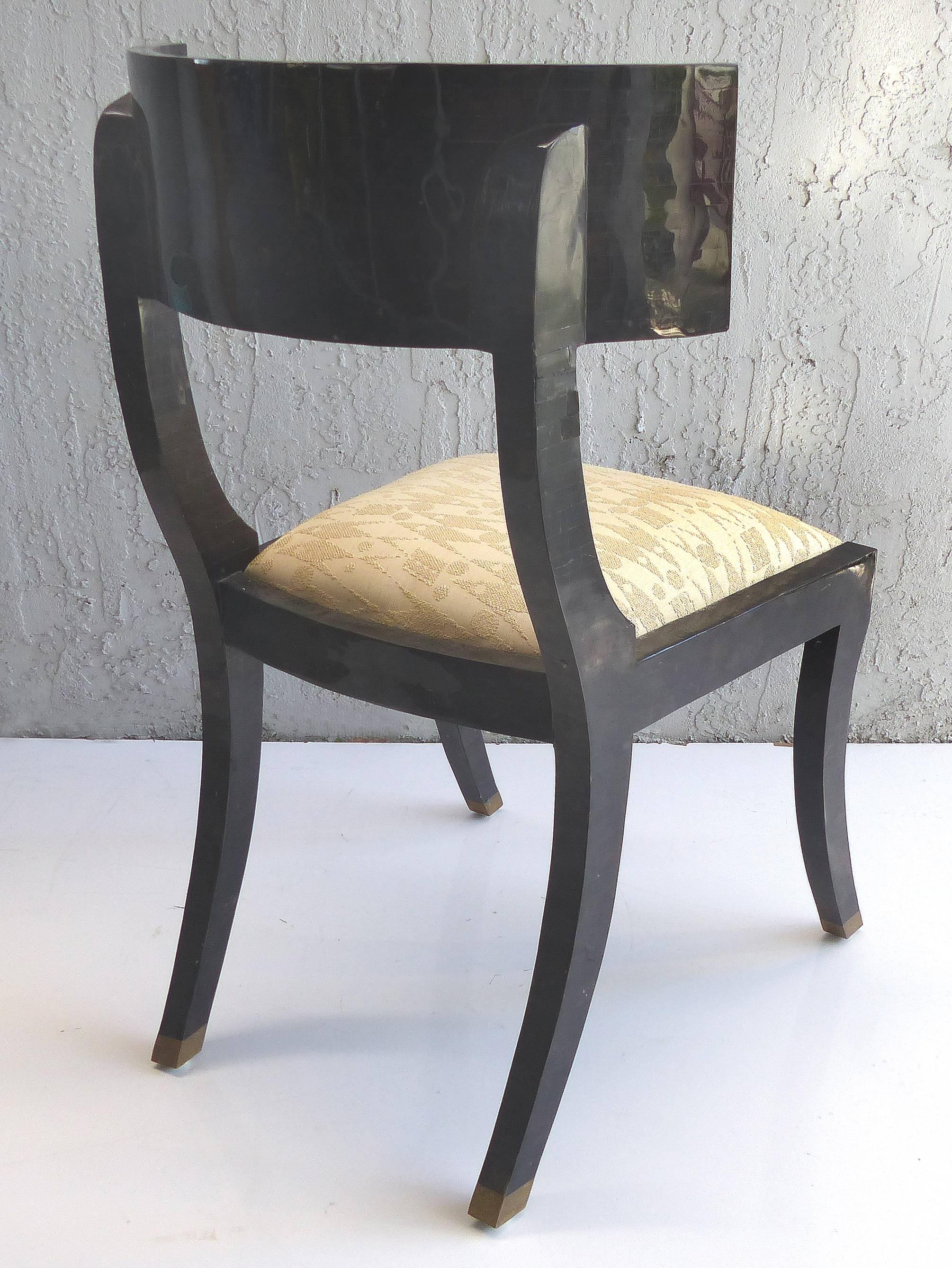 Philippine Maitland-Smith Tessellated Horn and Stone Klismos Chair