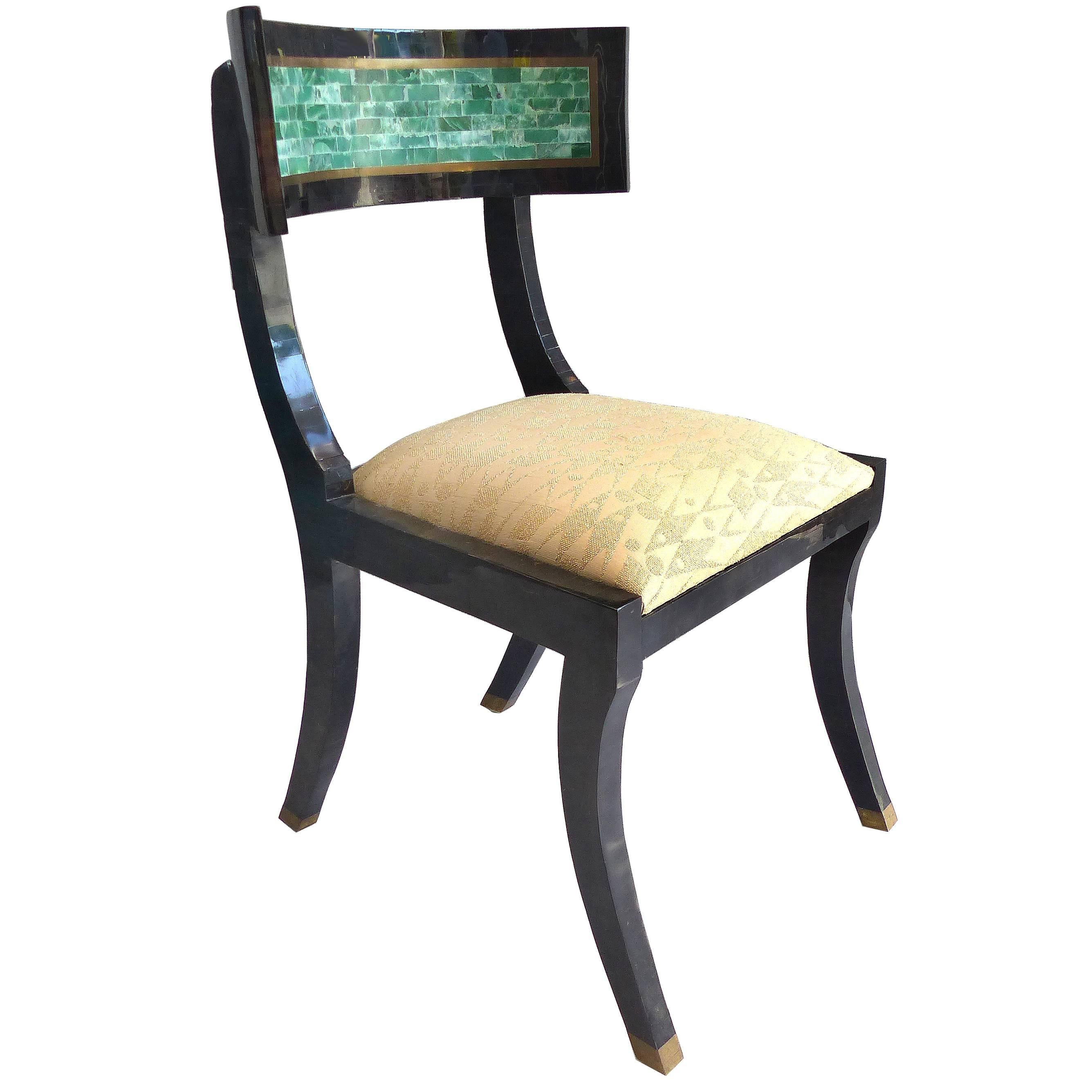 Maitland-Smith Tessellated Horn and Stone Klismos Chair