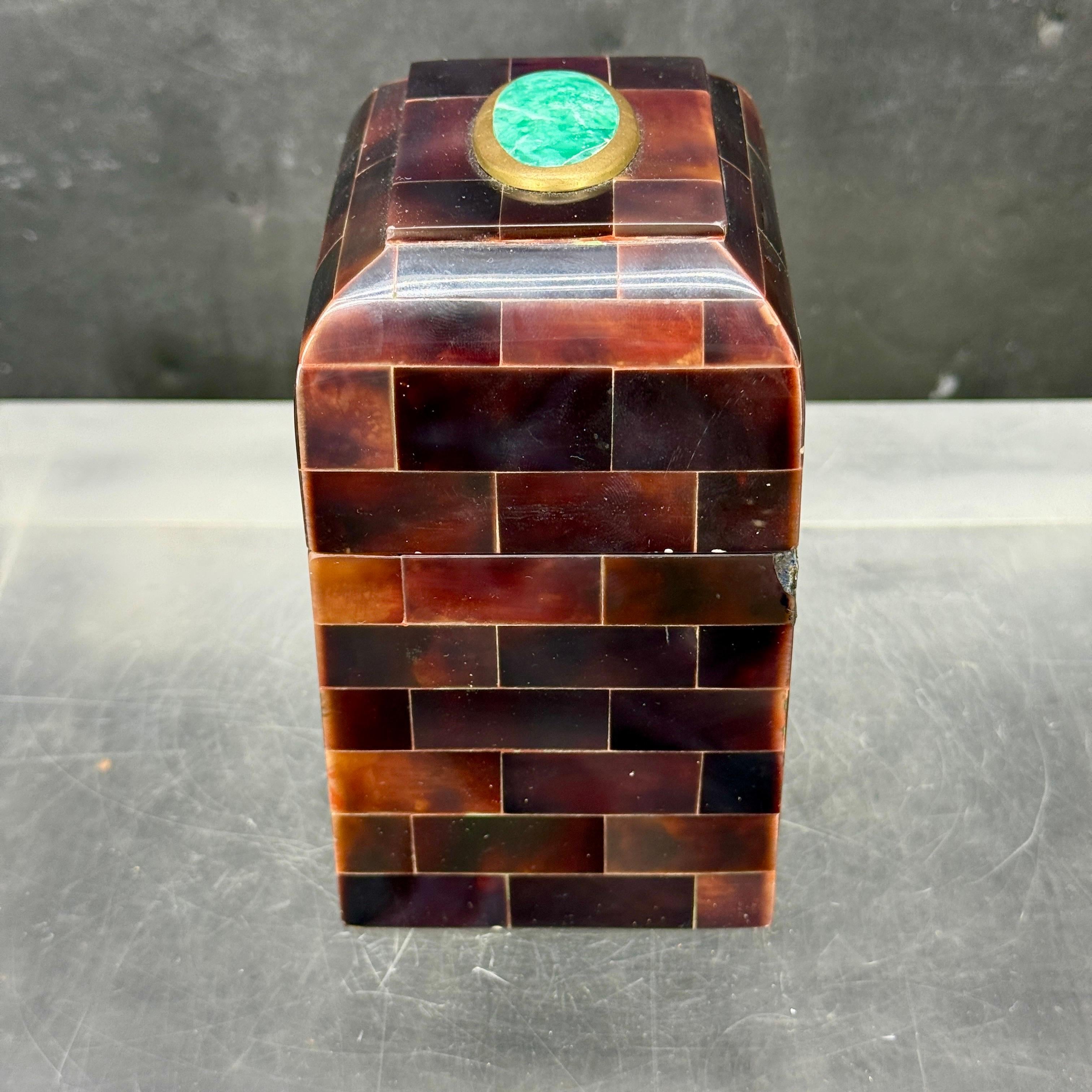 Maitland Smith Tessellated Horn and Stone Trinket Box For Jewelry and Treasures For Sale 4