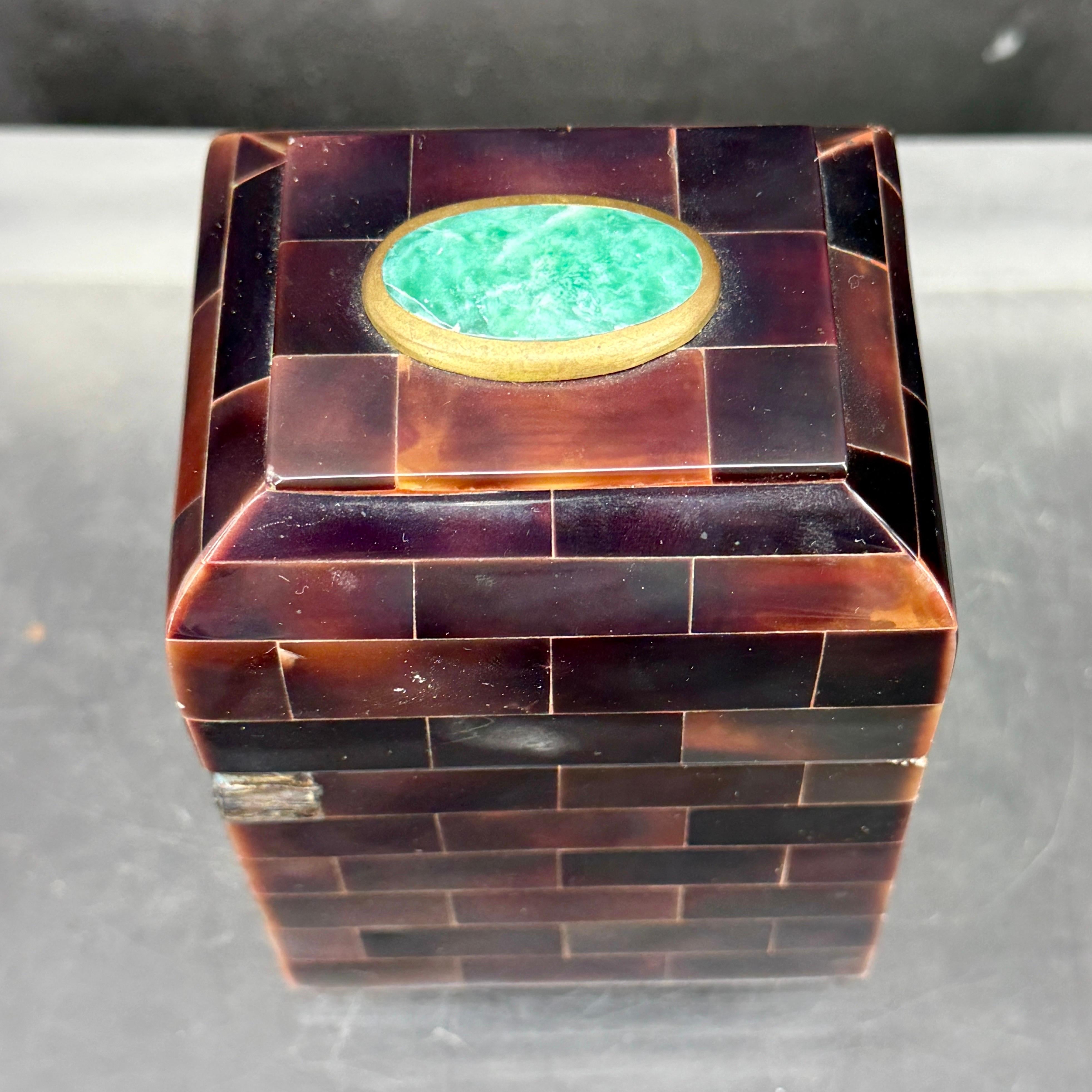 Maitland Smith Tessellated Horn and Stone Trinket Box For Jewelry and Treasures For Sale 5