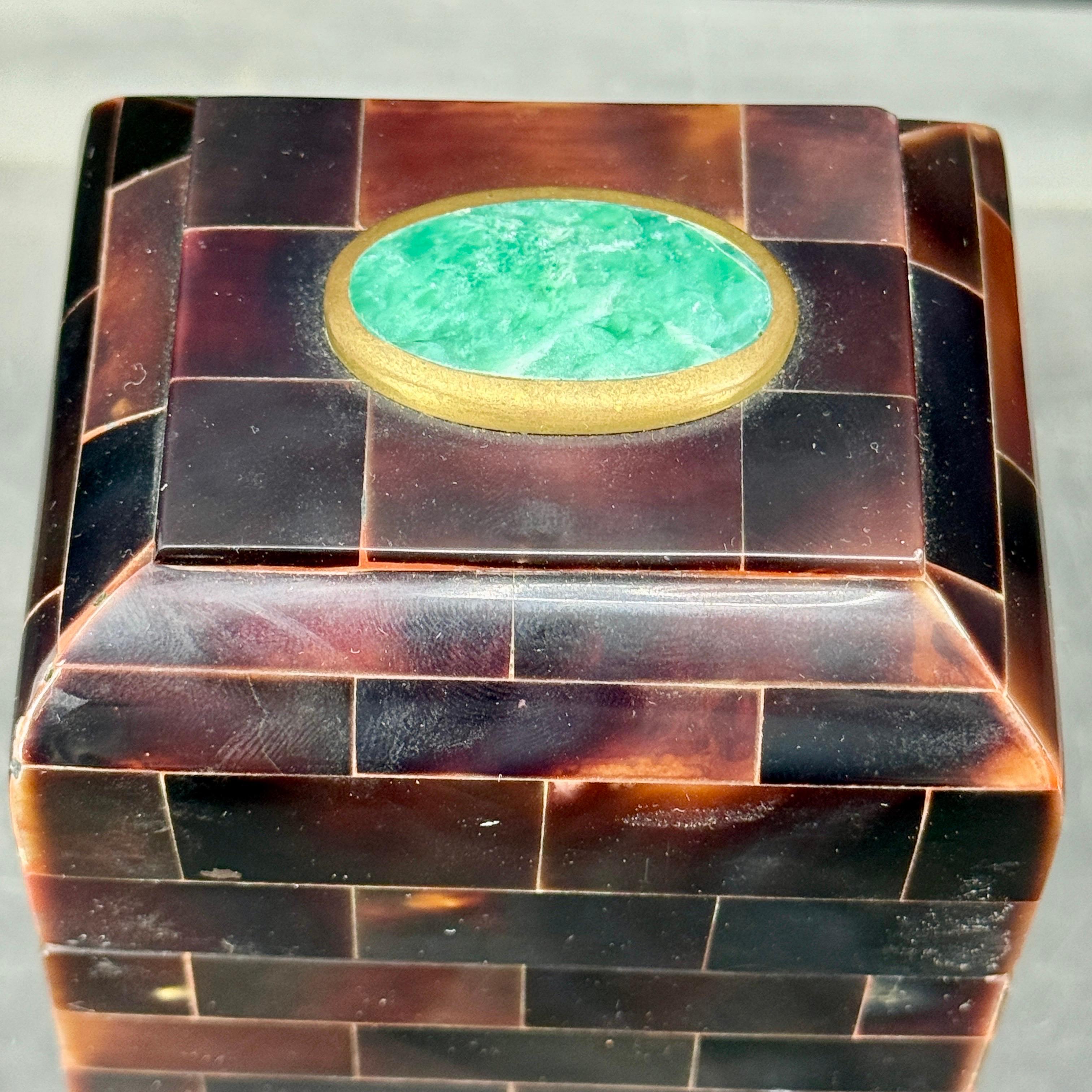 Maitland Smith Tessellated Horn and Stone Trinket Box For Jewelry and Treasures For Sale 6