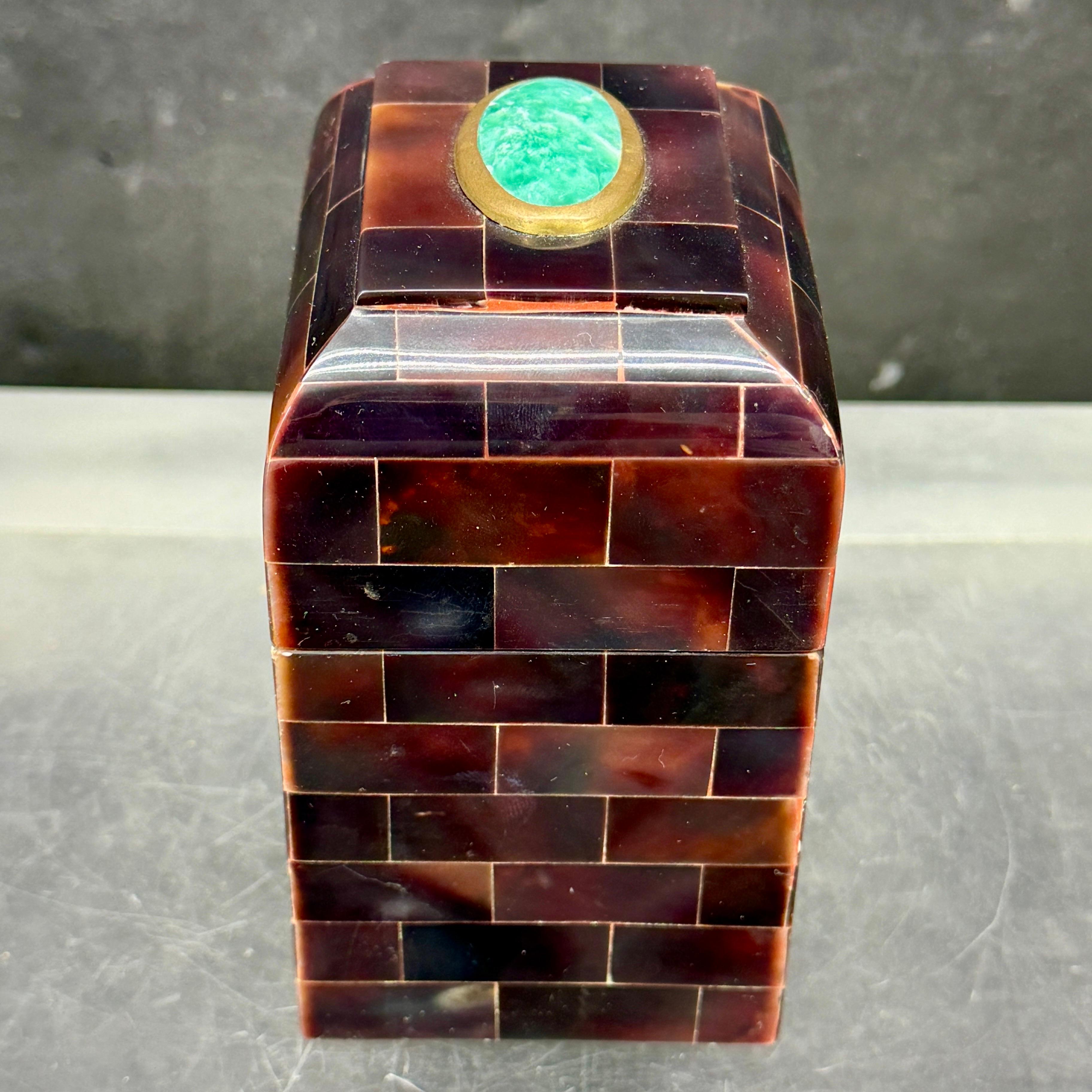Maitland Smith Tessellated Horn and Stone Trinket Box For Jewelry and Treasures For Sale 7