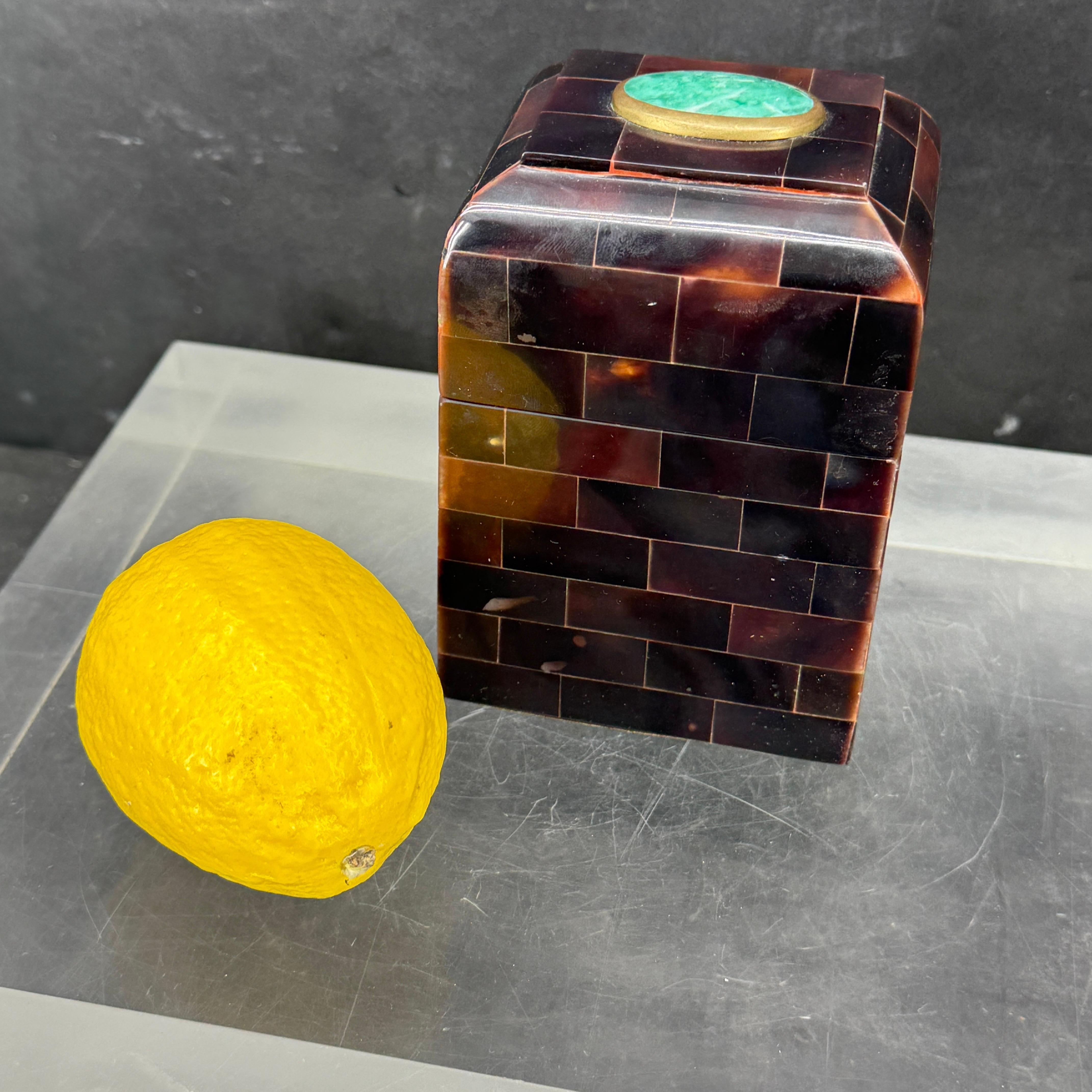 Maitland Smith Tessellated Horn and Stone Trinket Box For Jewelry and Treasures For Sale 2
