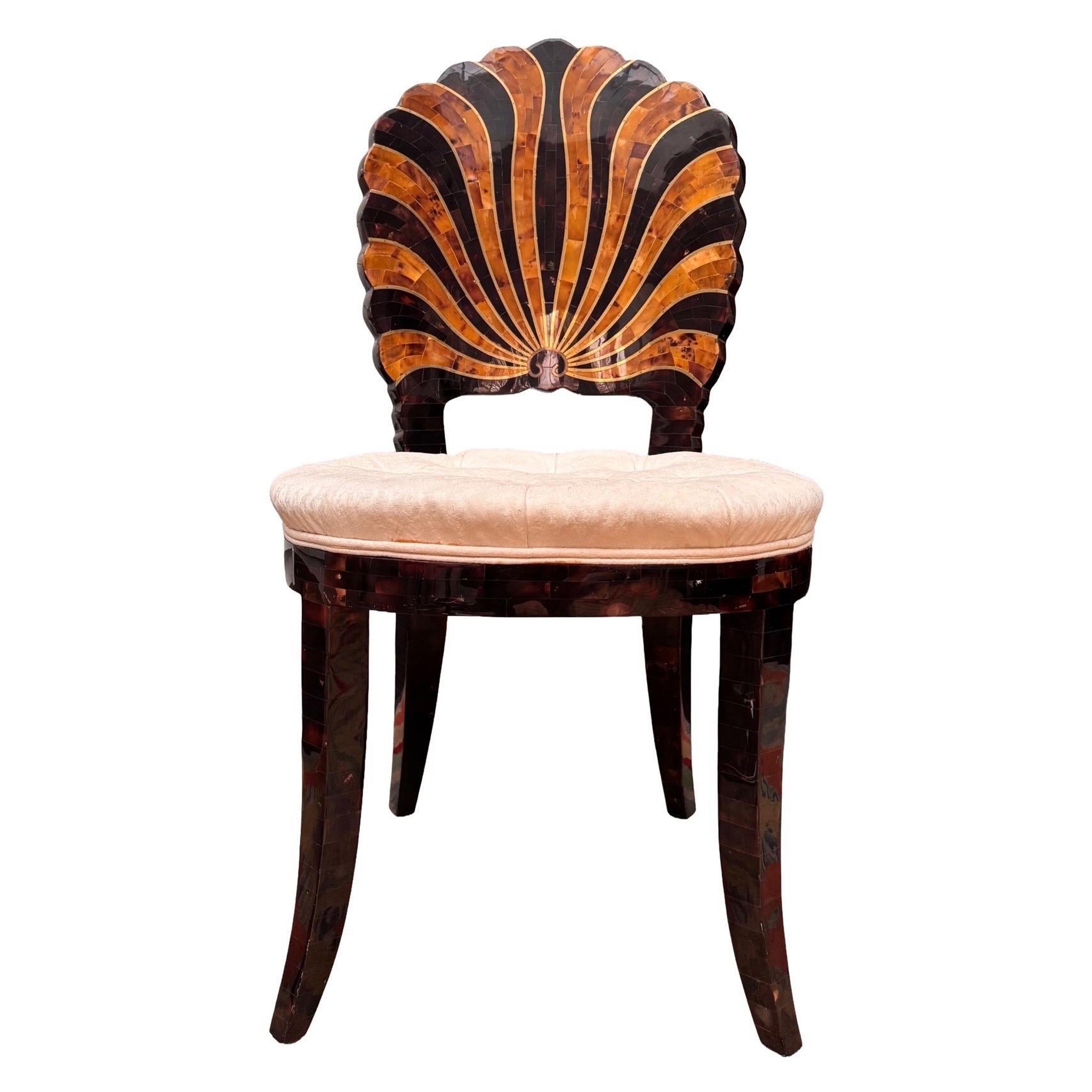 Maitland Smith tessellated Horn/Brass Grotto Chair