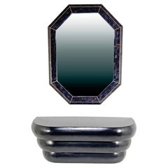 Maitland Smith Tessellated Horn Mirror With Console, Circa 1980s