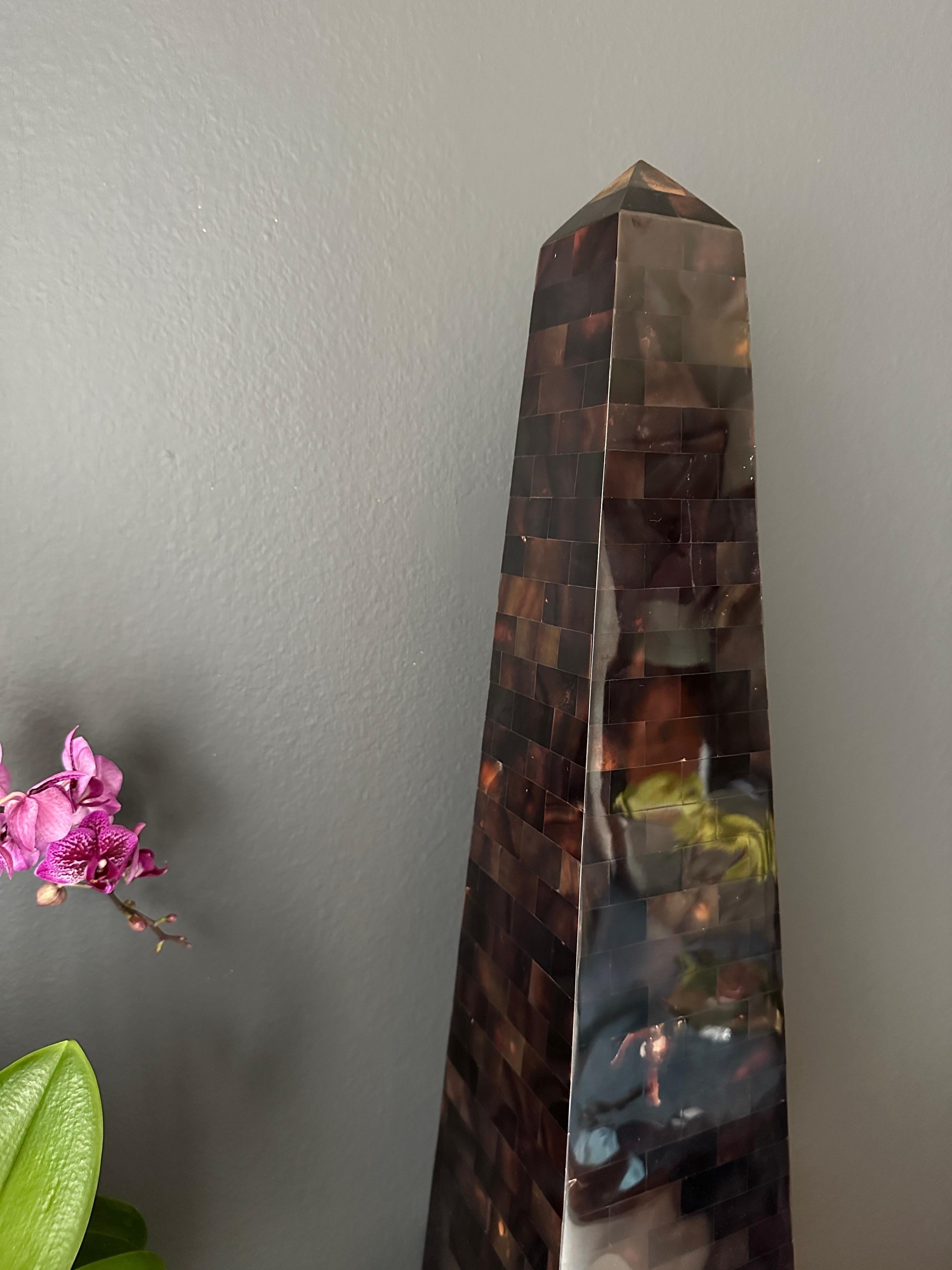 Philippine Maitland Smith Tessellated Horn Obelisk For Sale