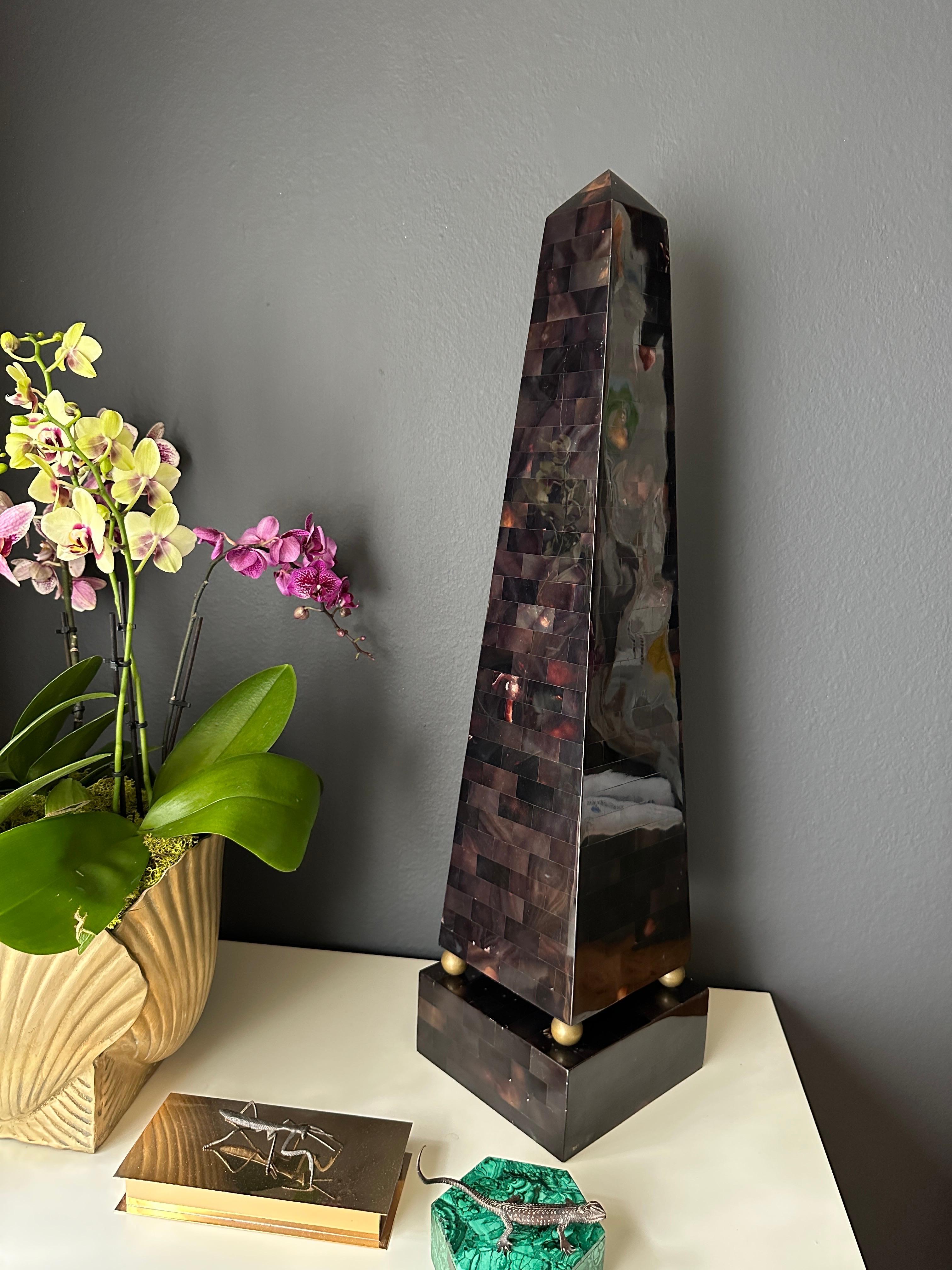 Maitland Smith Tessellated Horn Obelisk For Sale 2
