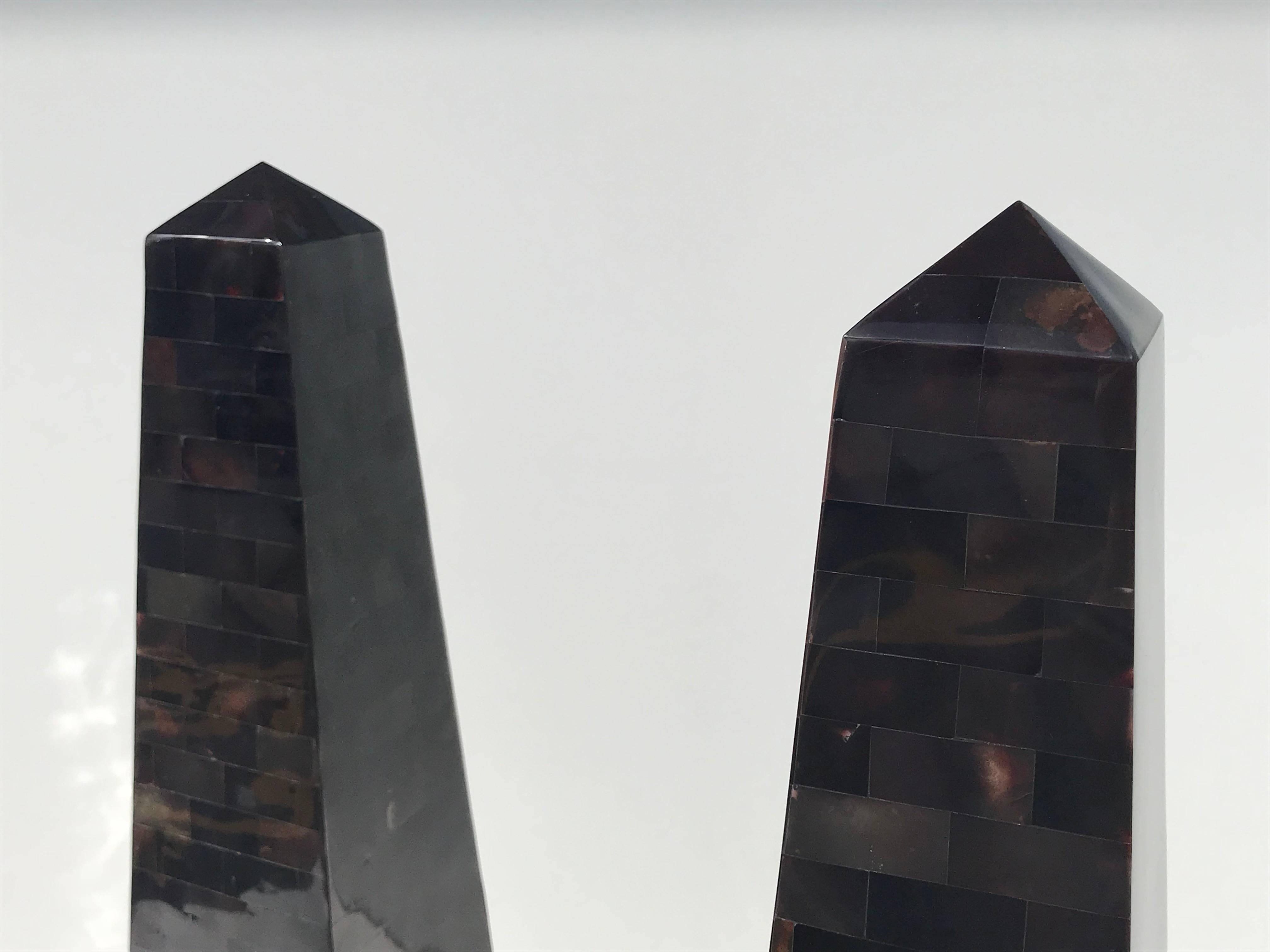 Hollywood Regency Maitland Smith Tessellated Horn Obelisks