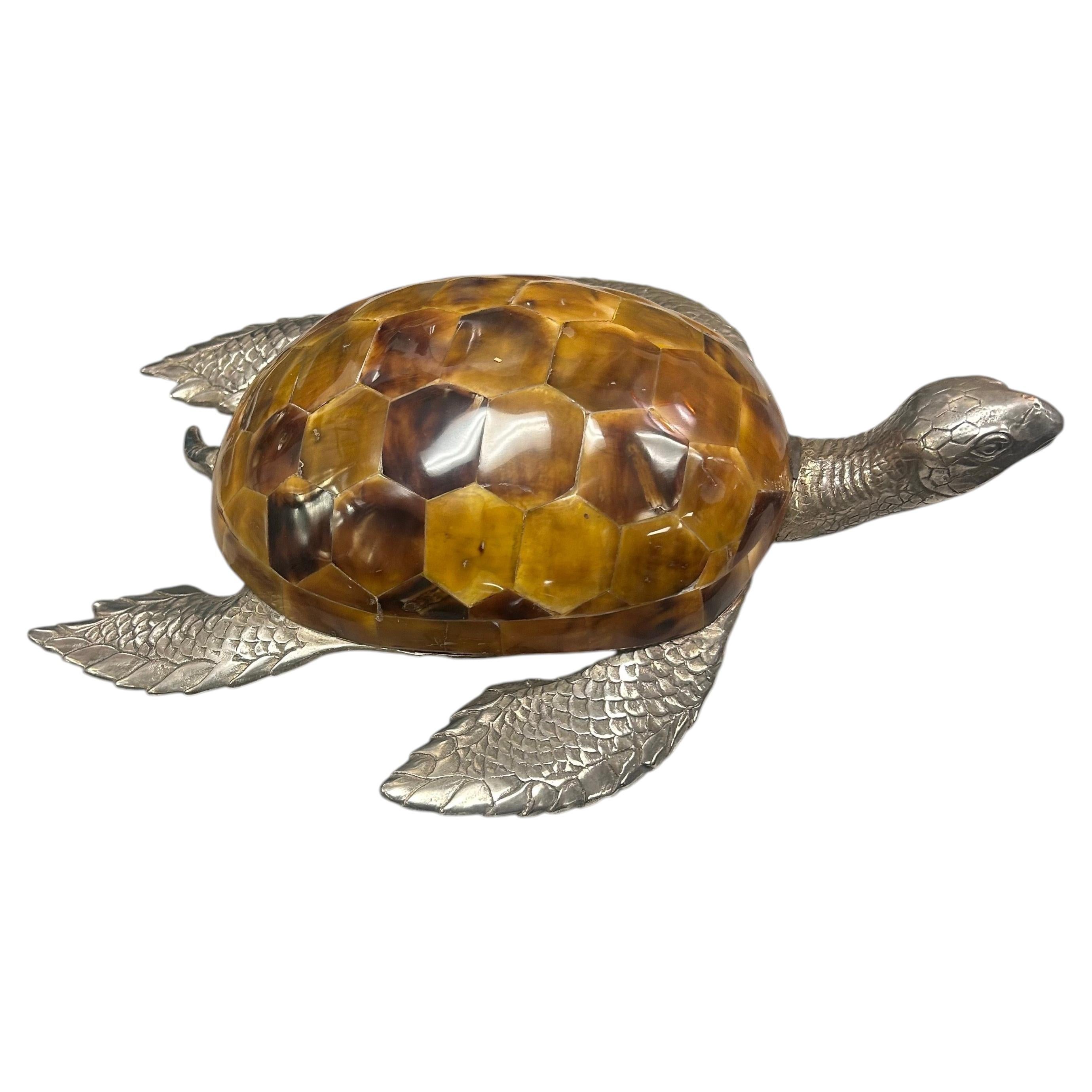 Maitland Smith tessellated horn sea turtle circa 1980s
