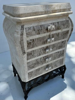 Maitland Smith  tessellated marble 5 drawers petite Commode.