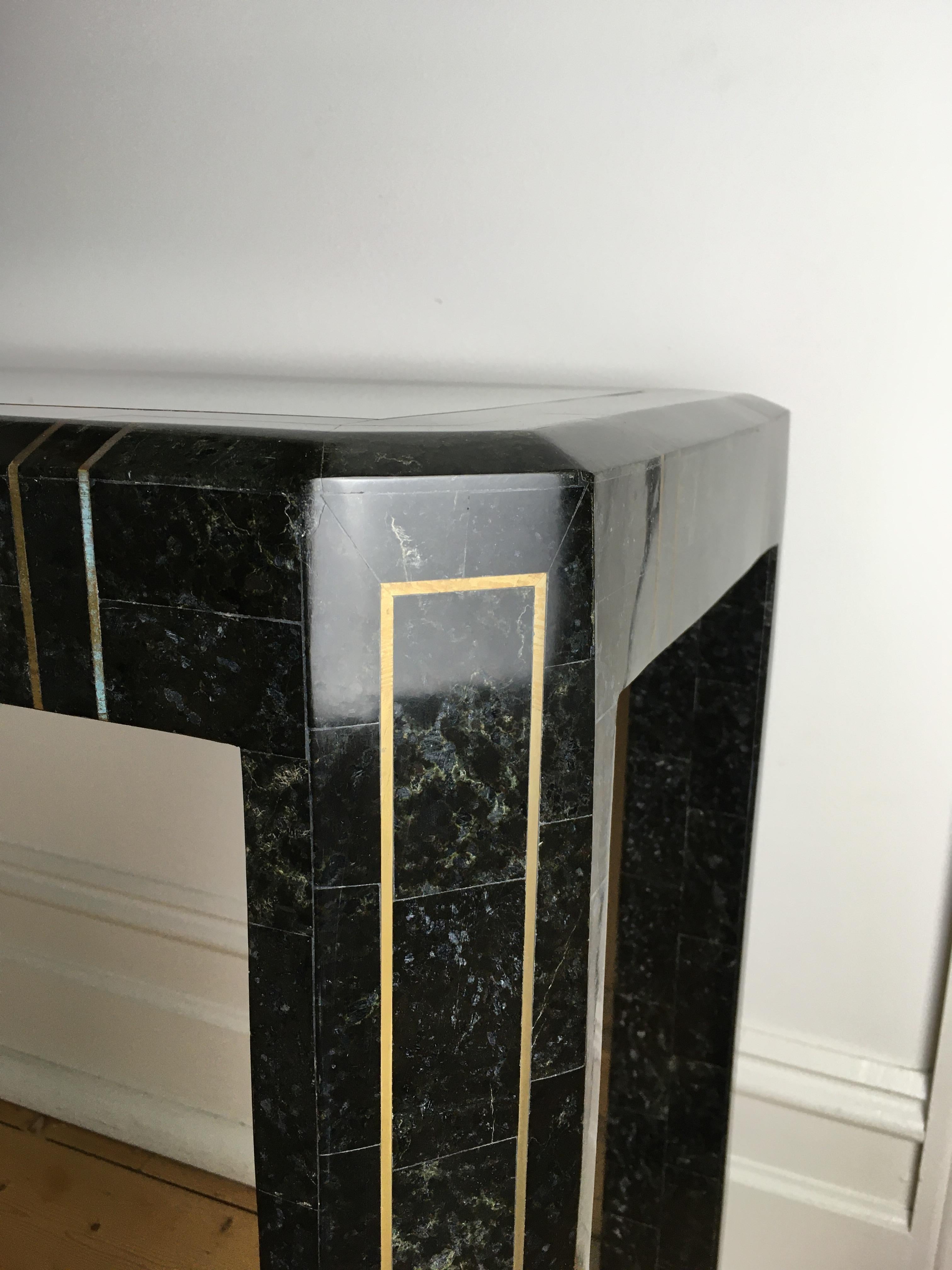Maitland Smith Tessellated Marble and Brass Console Hall Table 6