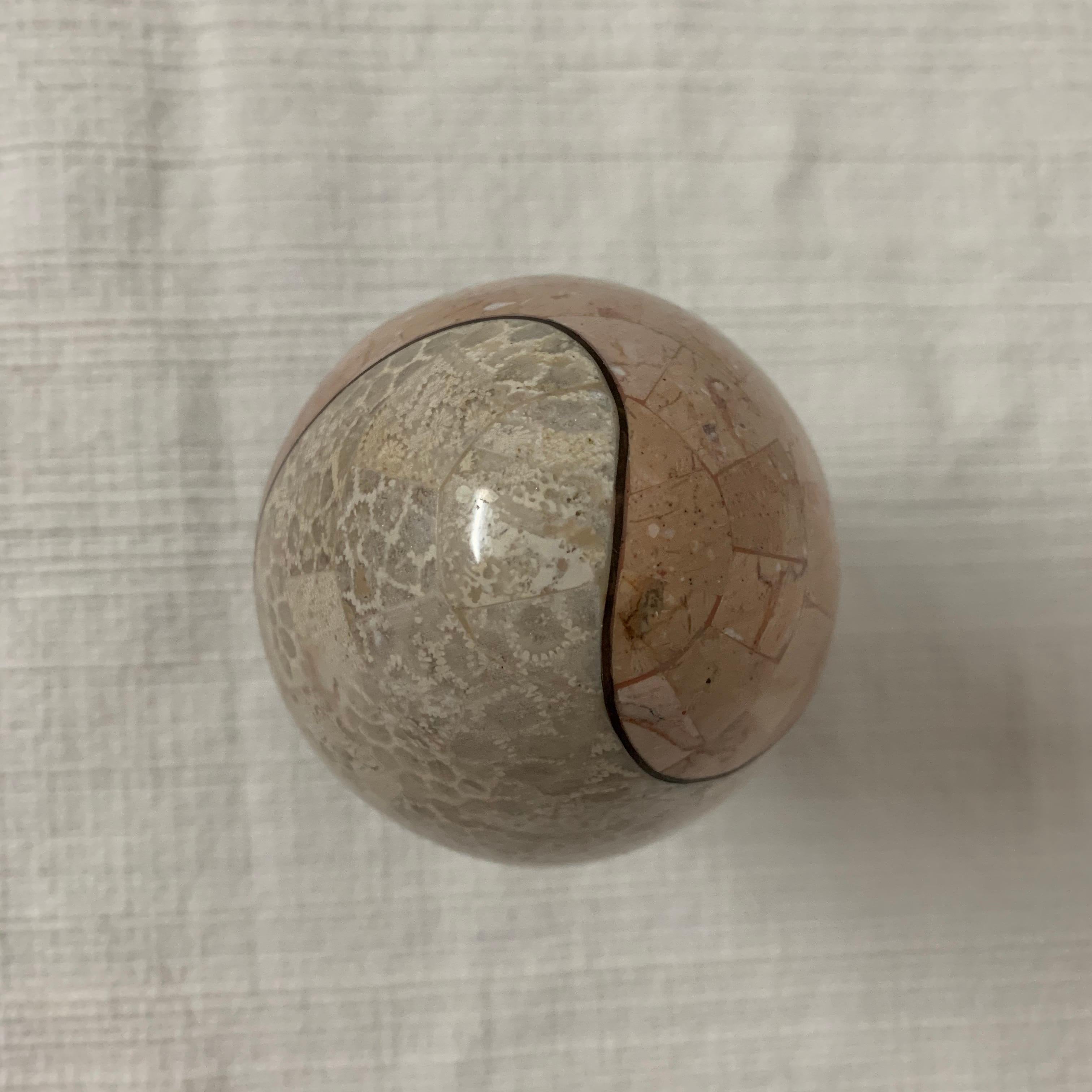 Maitland Smith Tessellated Marble and Bronze Egg on Lucite Stand In Good Condition In Miami, FL