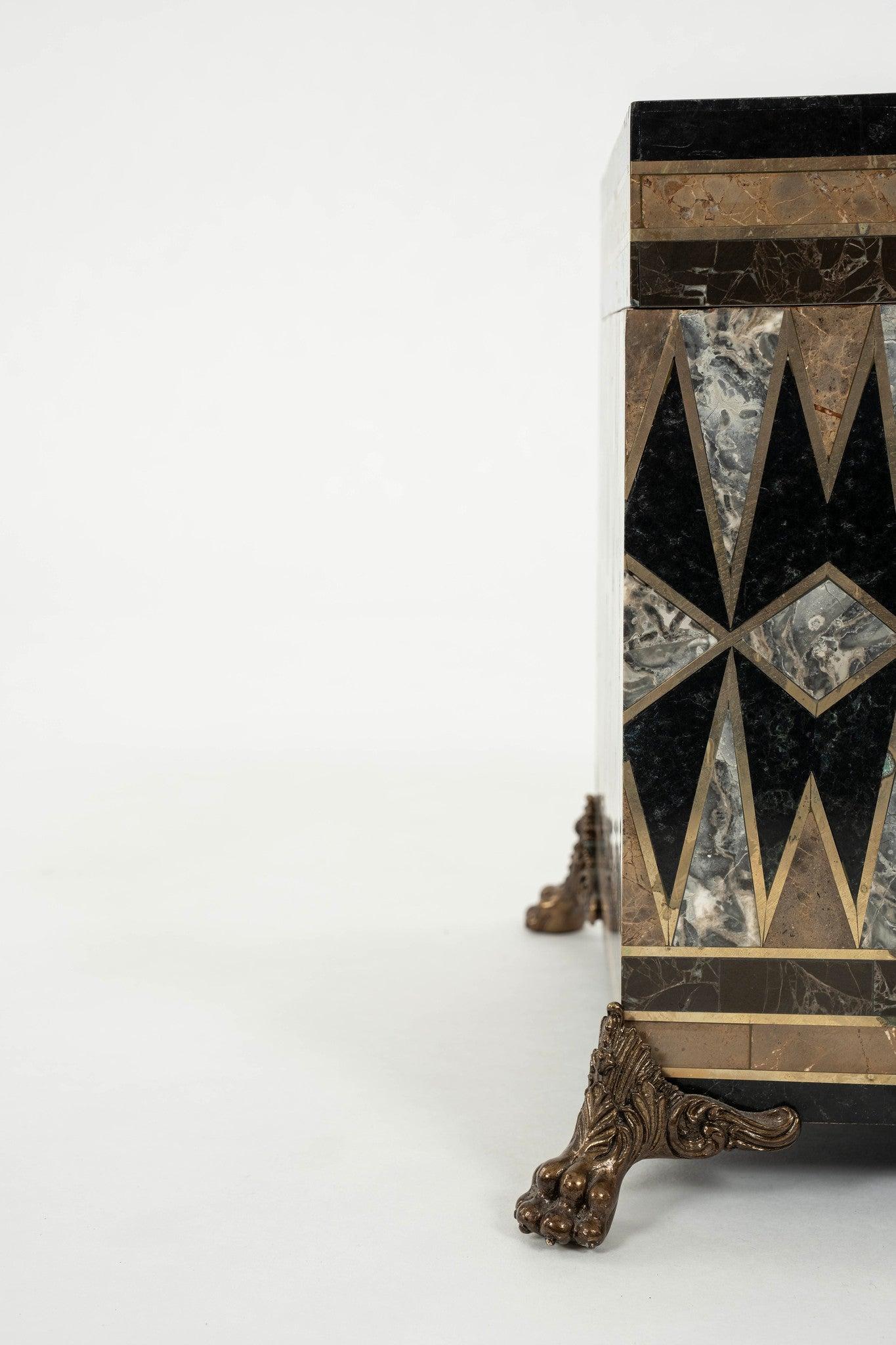 Maitland Smith Tessellated Marble Brass Inlay Box For Sale 6