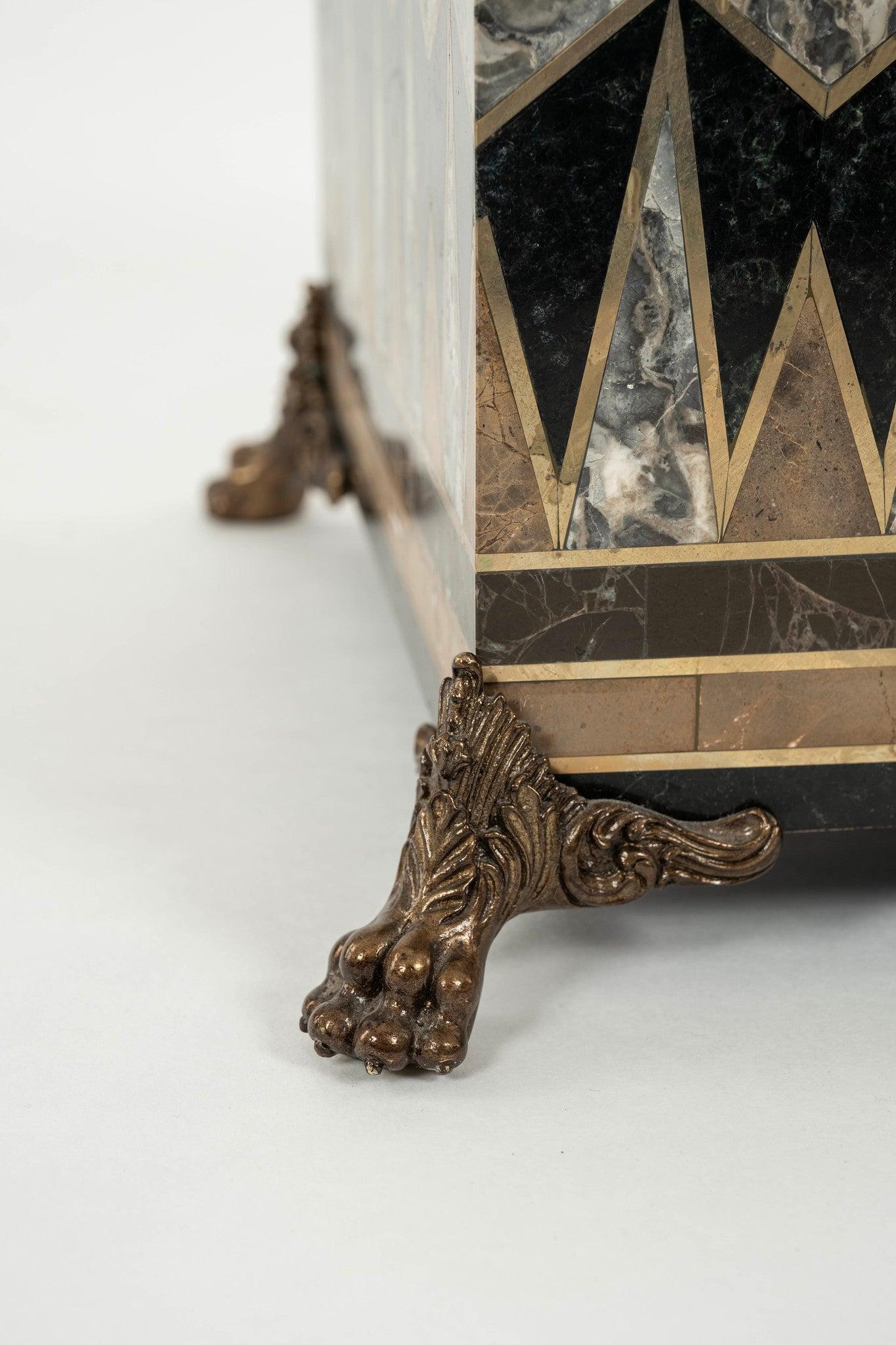 Maitland Smith Tessellated Marble Brass Inlay Box For Sale 5