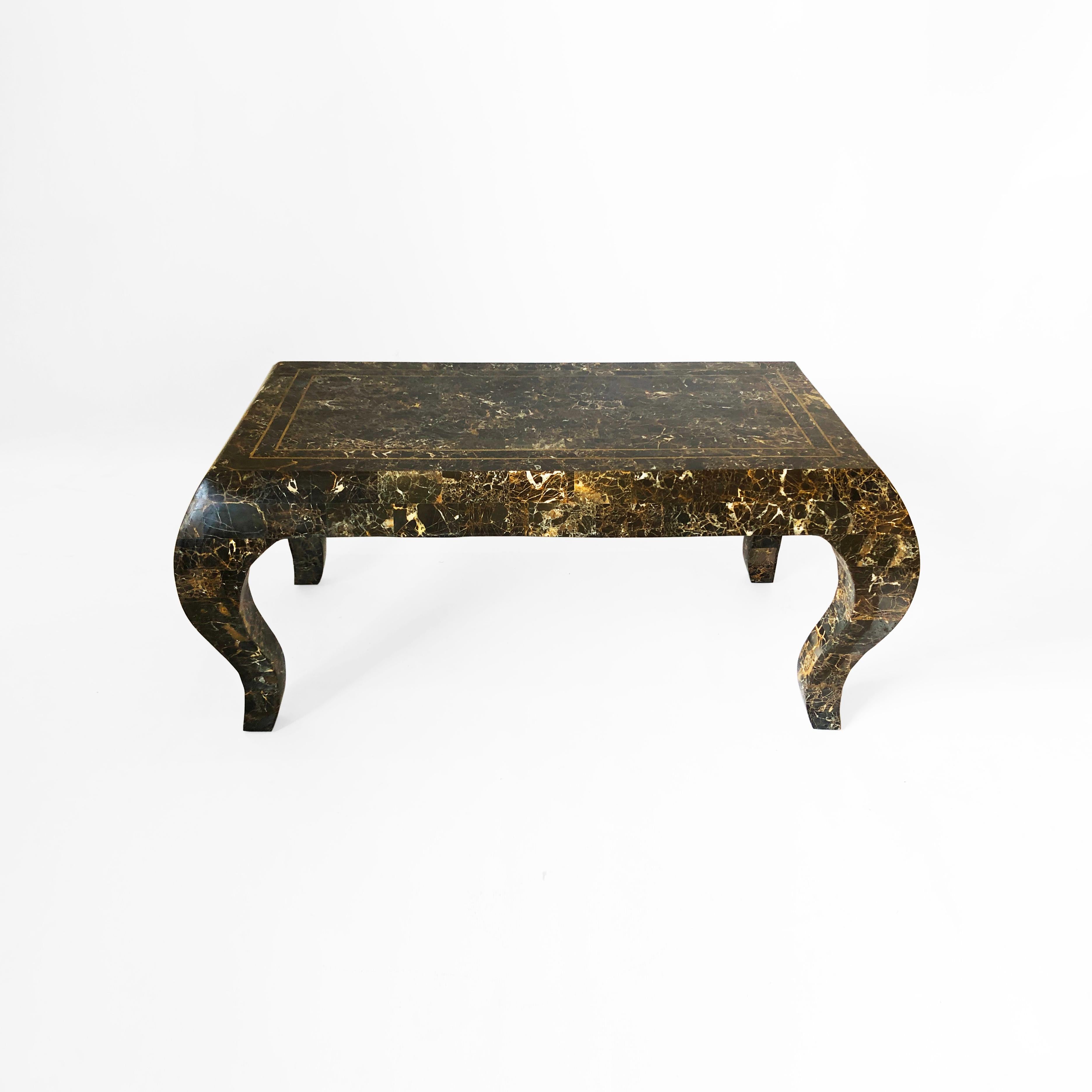 Maitland Smith Mosaik-Marmor-Couchtisch 1980er Jahre Vintage Hollywood Regency im Angebot 2