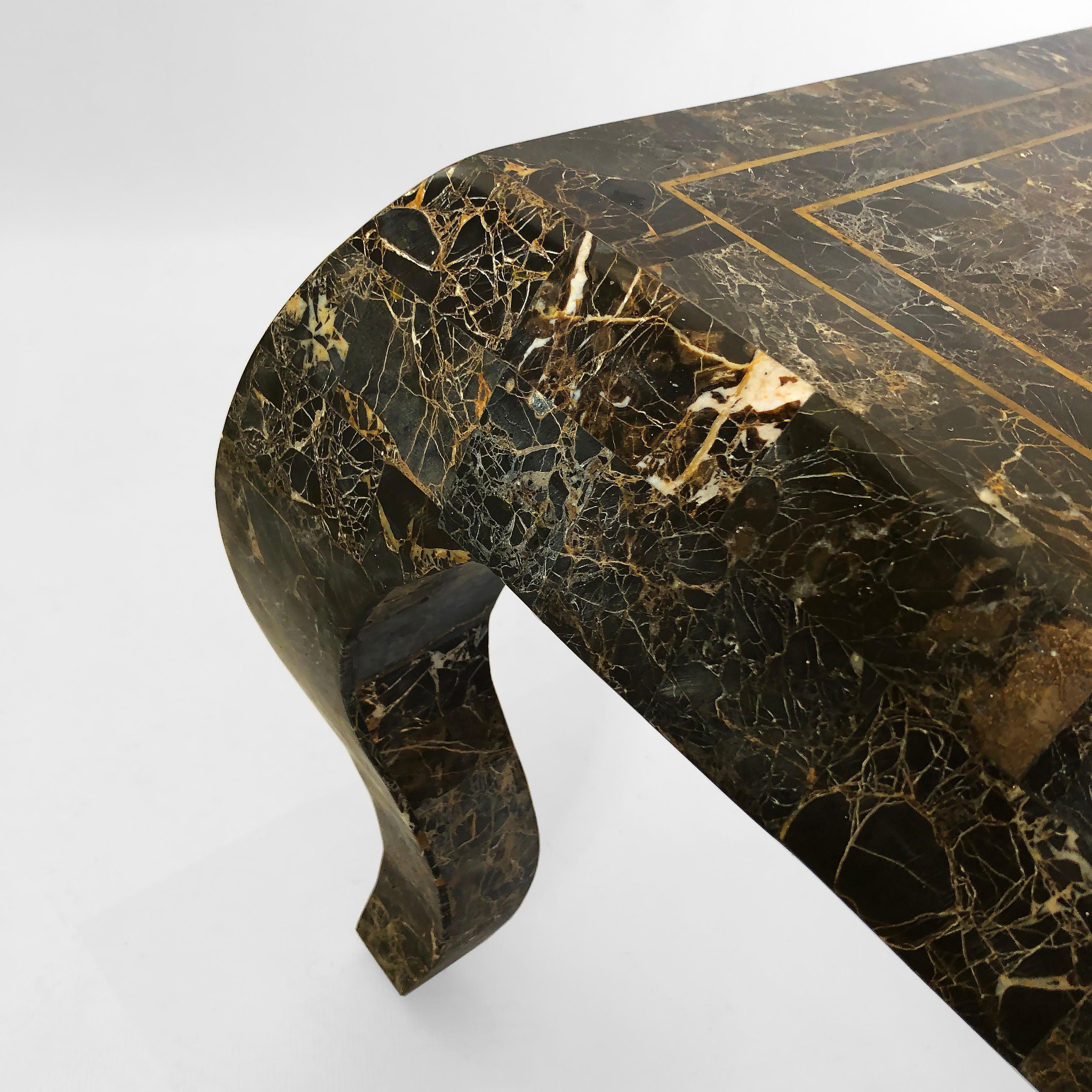 Maitland Smith Mosaik-Marmor-Couchtisch 1980er Jahre Vintage Hollywood Regency im Angebot 6