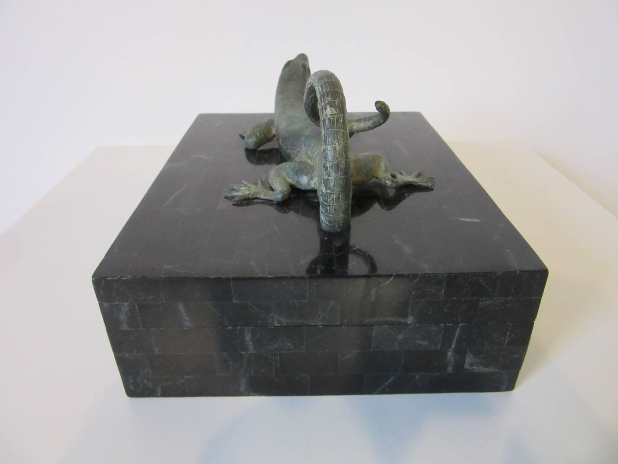 Maitland-Smith Tessellated Marble Decorative Reptile Box In Excellent Condition In Cincinnati, OH