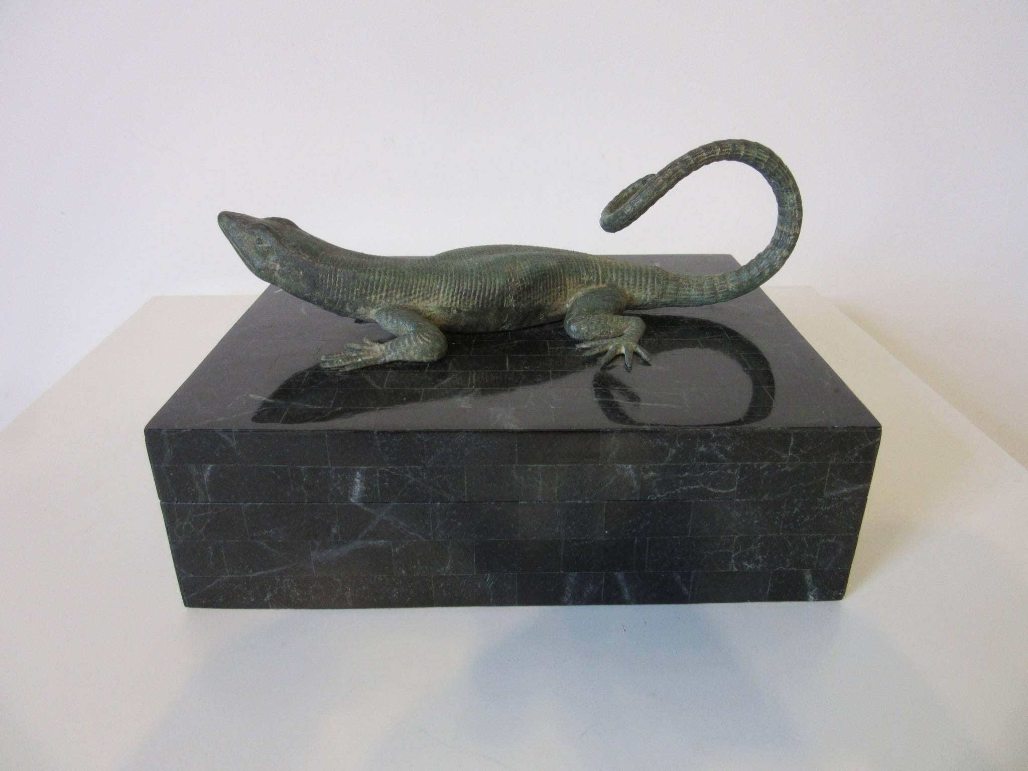 Maitland-Smith Tessellated Marble Decorative Reptile Box 1