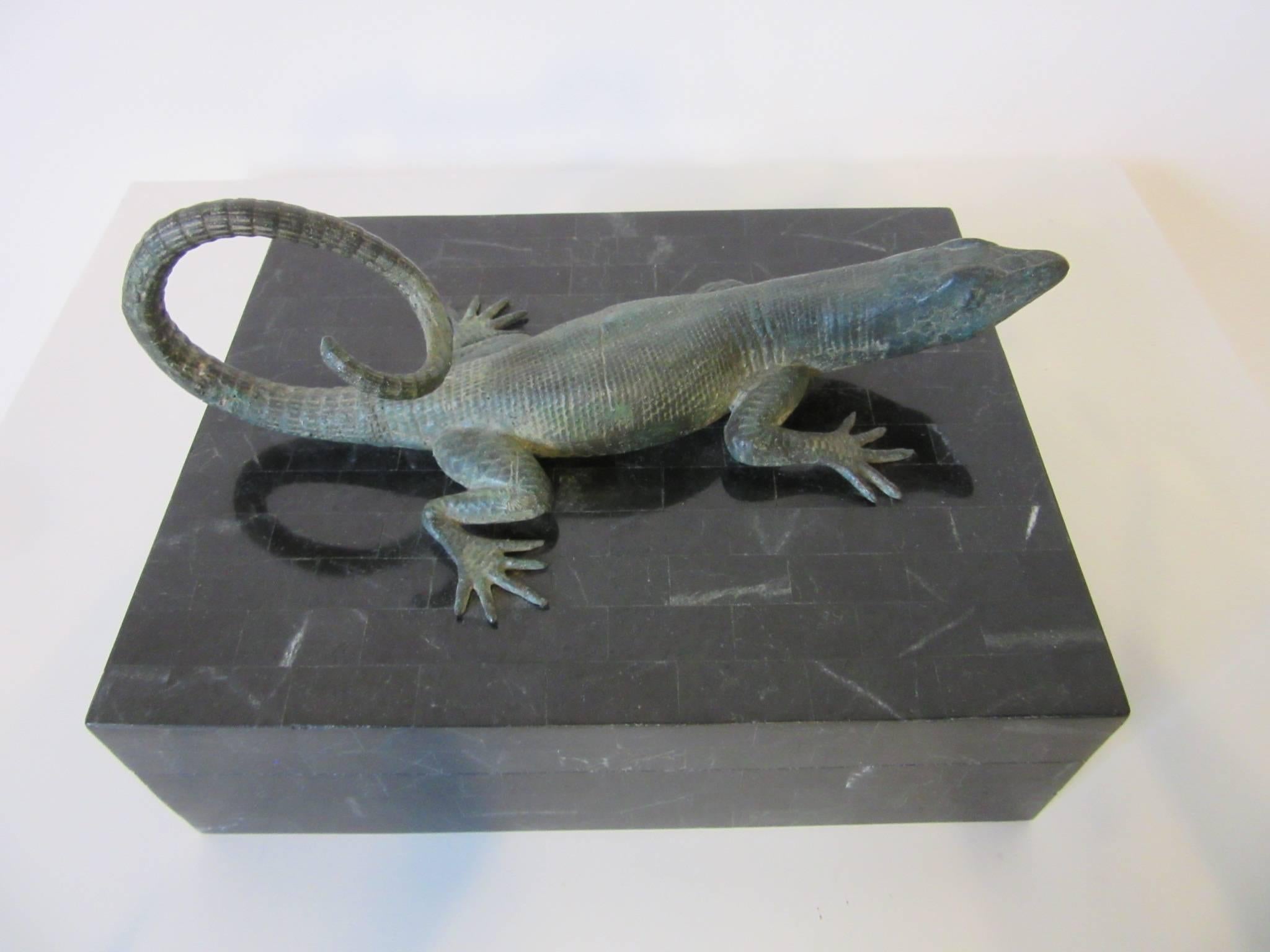 Maitland-Smith Tessellated Marble Decorative Reptile Box 3