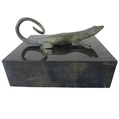 Maitland-Smith Tessellated Marble Decorative Reptile Box