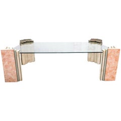 Maitland Smith Tessellated Marble Geometric Coffee Table, Post-Modern, 1980s