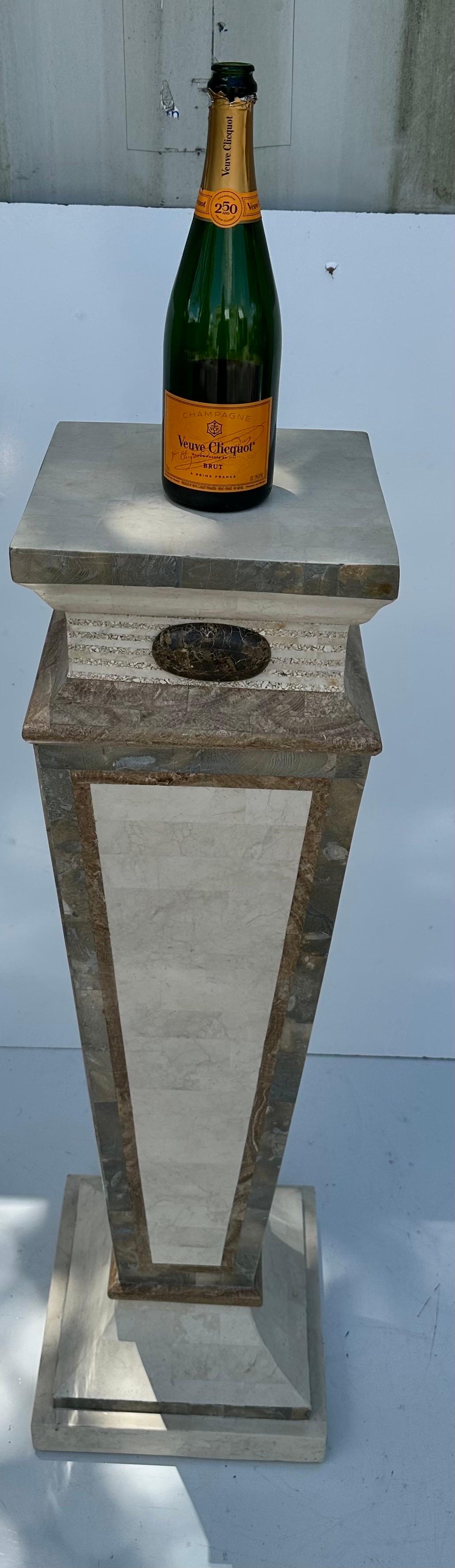 Maitland  Smith tessellated marble Pedestal For Sale 1