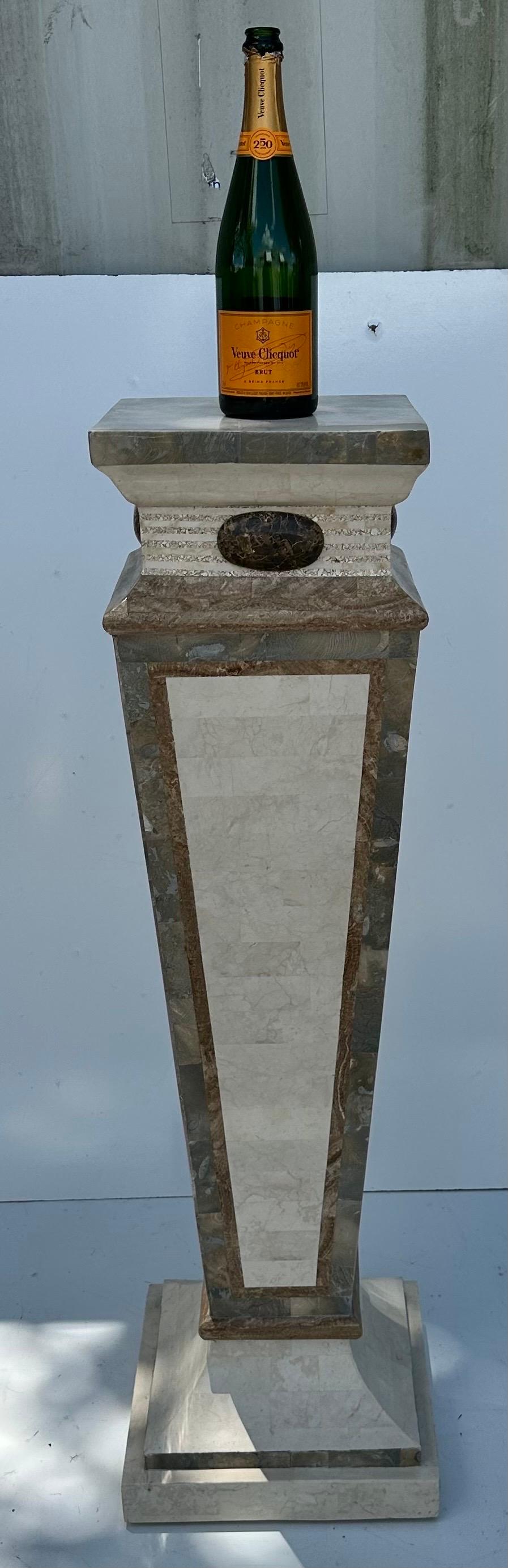 Maitland  Smith tessellated marble Pedestal For Sale 2