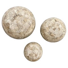 Maitland Smith Tessellated Marble Spheres, Set of 3