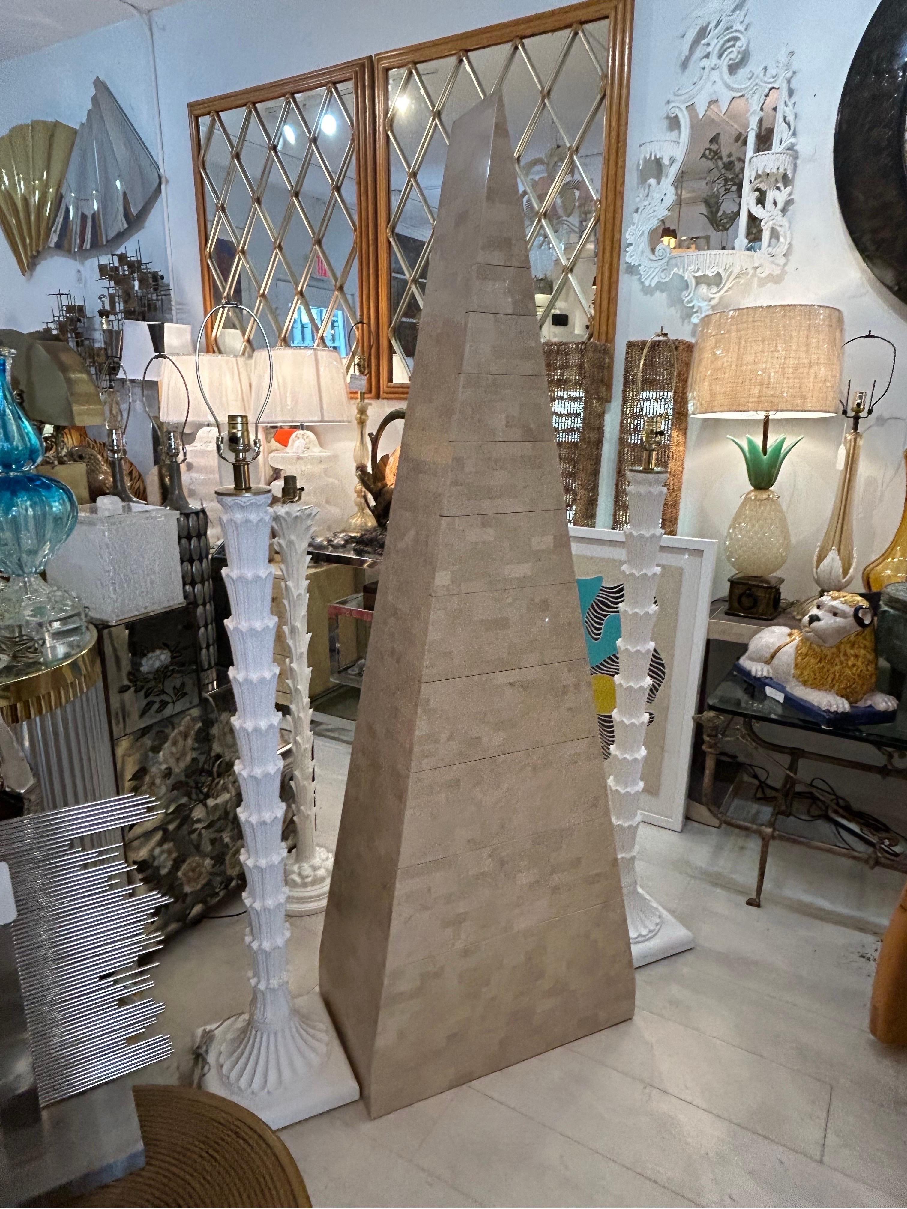Stone Maitland Smith, tessellated obelisk form chest of drawers