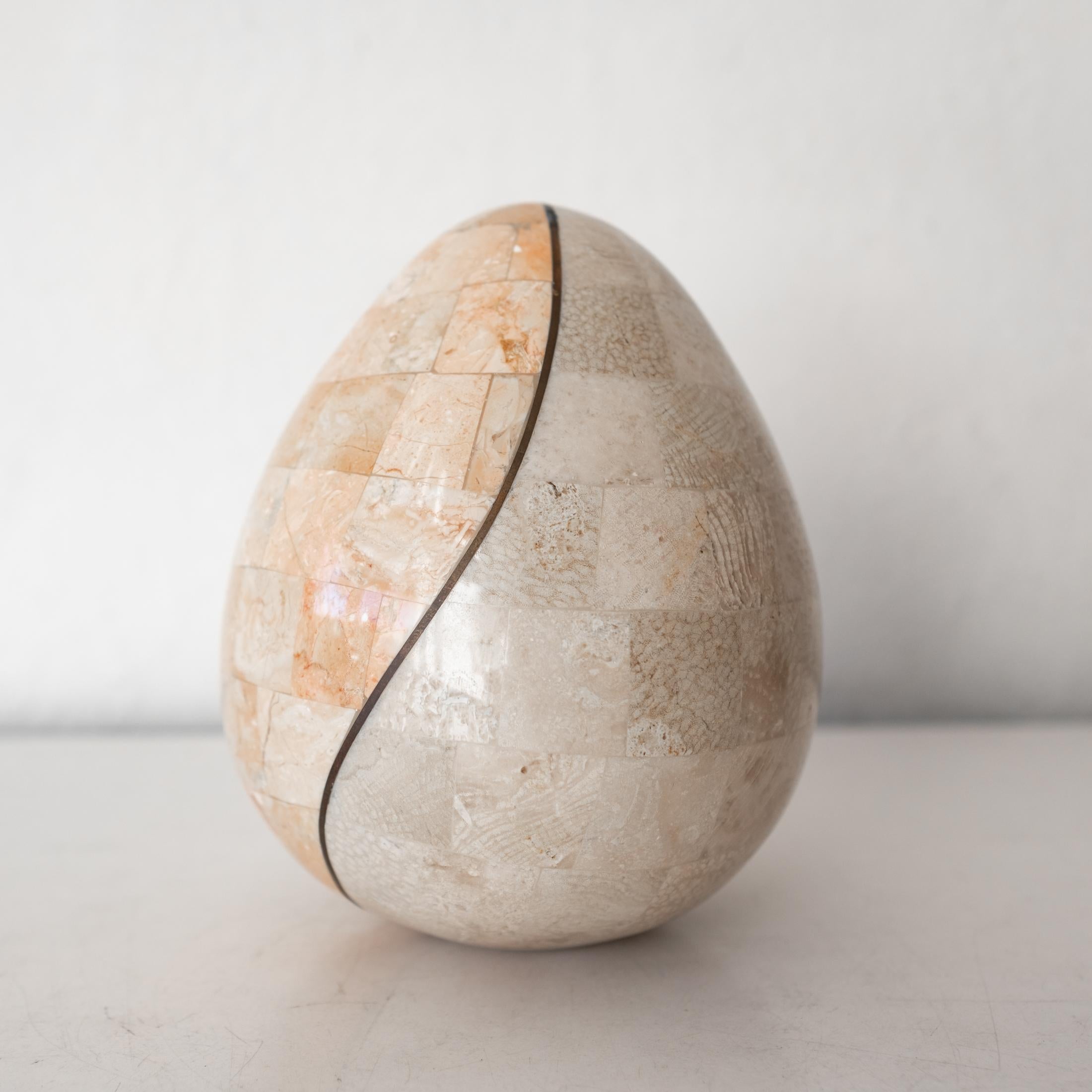 Late 20th Century Maitland Smith Tessellated Oval Egg Form Sculpture For Sale