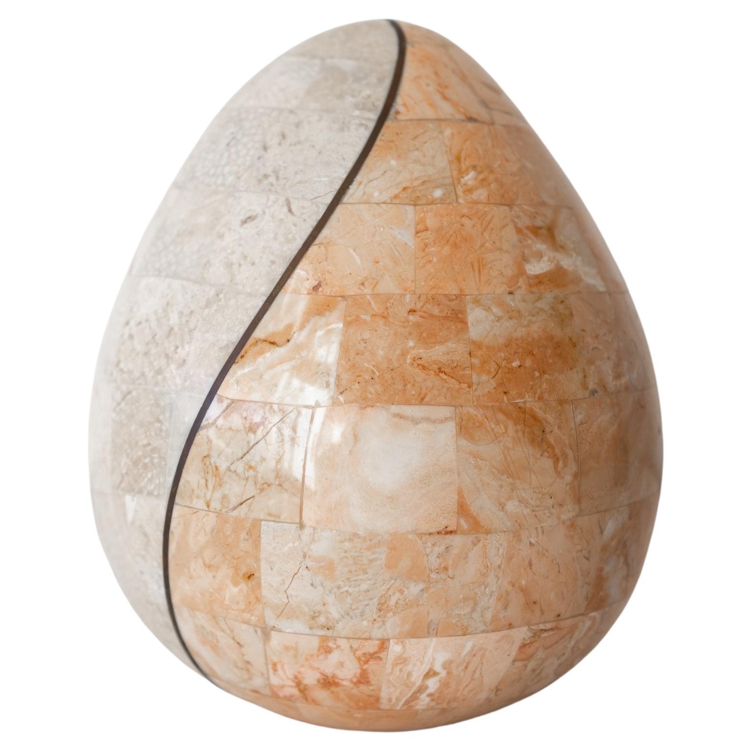Sculpture d'œuf ovale tessellée Maitland Smith