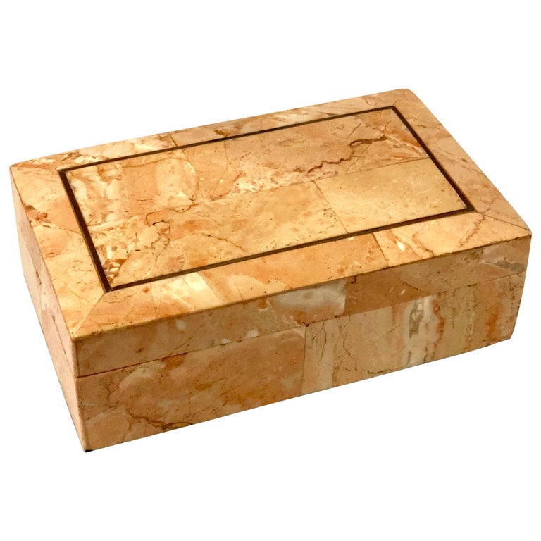 MaitlandSmith Tessellated Pink/Coral Stone Petite Jewelry Box For Sale