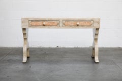 Maitland Smith Tessellated Pink Marble and Brass Inlay Desk, circa 1980
