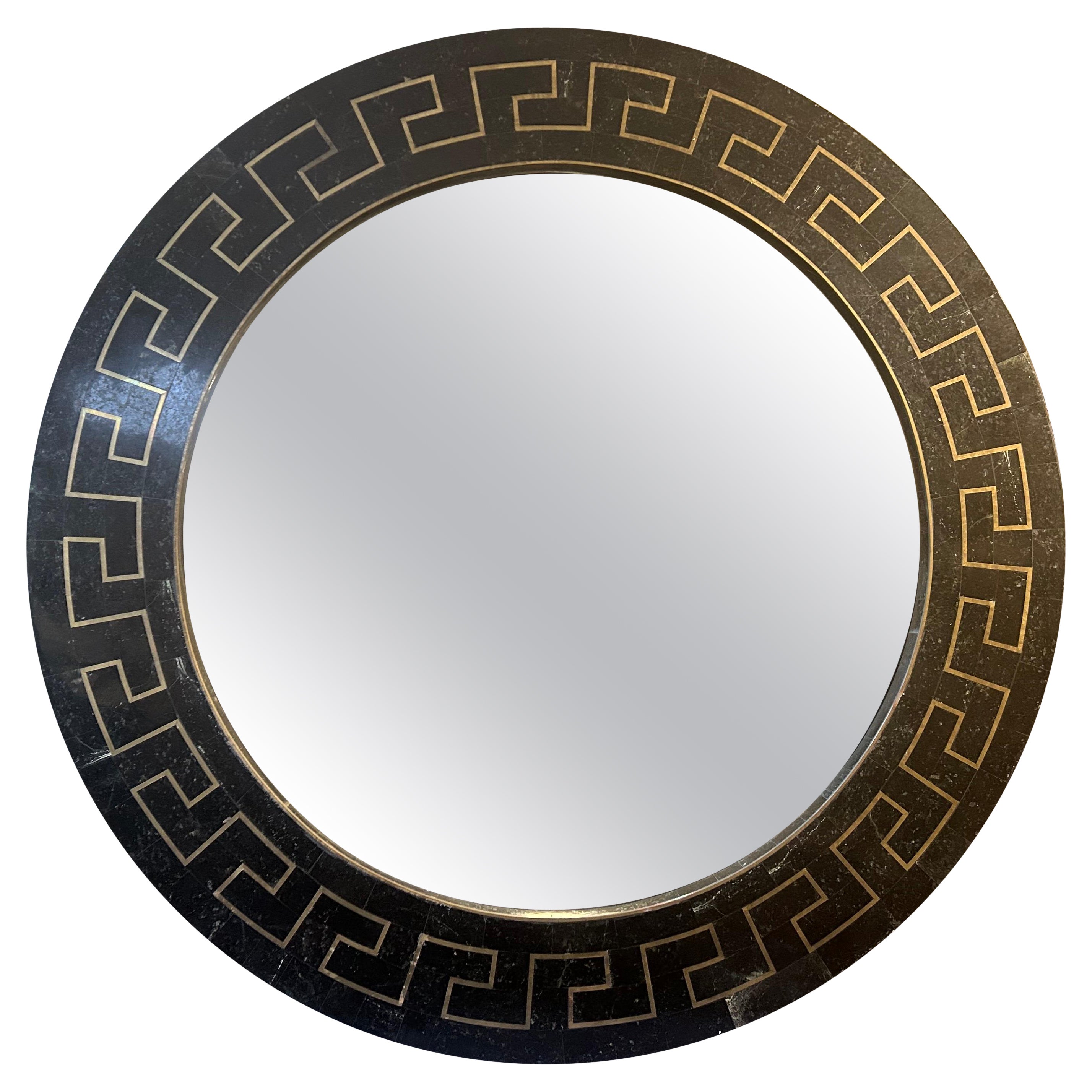 Maitland Smith Tessellated Stone And Brass Mirror
