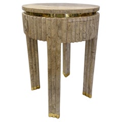 Maitland-Smith Tessellated Stone and Brass Side Table