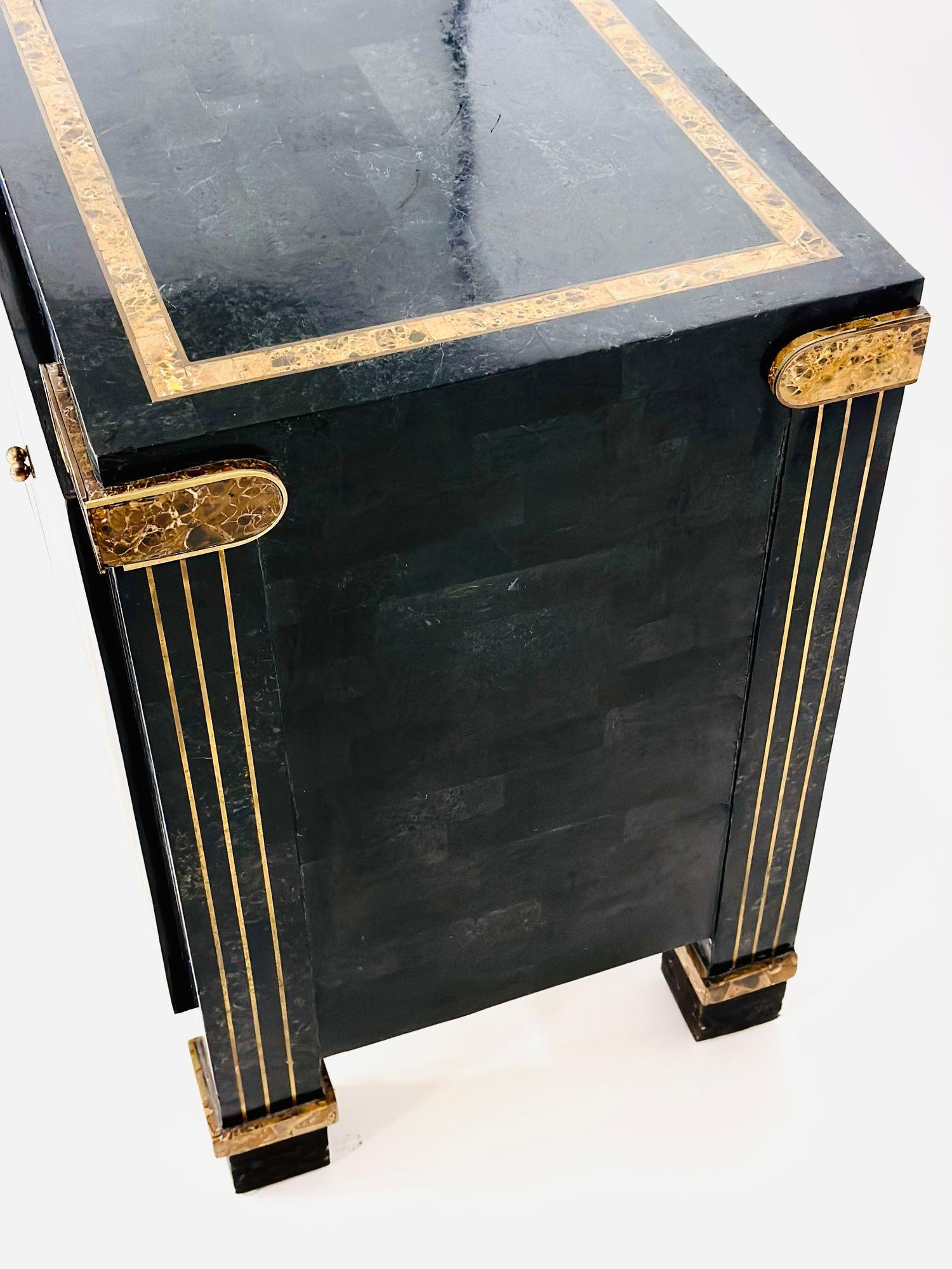 American Maitland Smith Tessellated Stone and Brass Sideboard/Credenza, 1970 For Sale